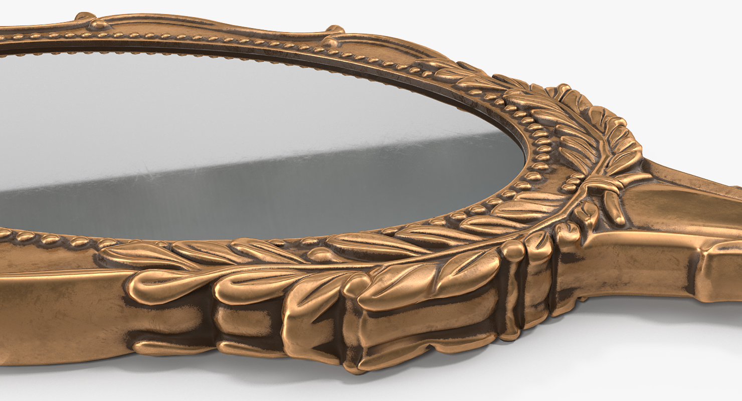 3D Old Brass Hand Mirror