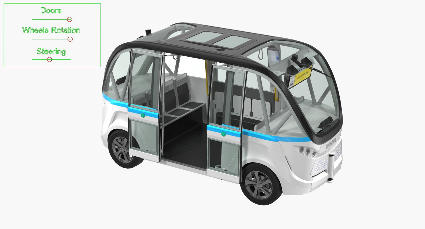 Driverless Minibus Electric Generic Rigged 3D