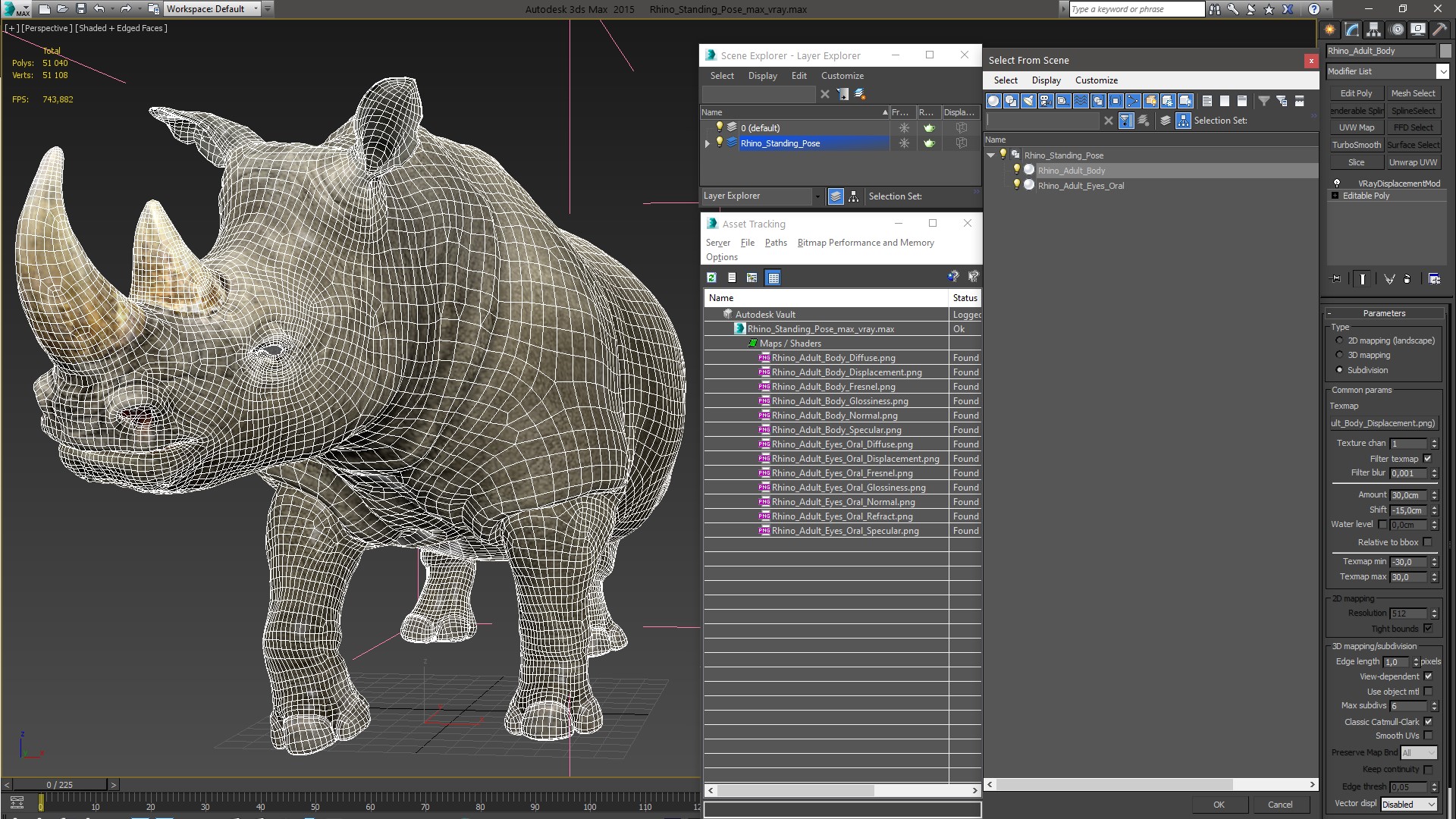 Rhino Standing Pose 3D model