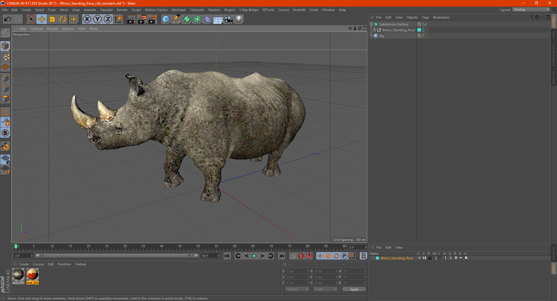 Rhino Standing Pose 3D model