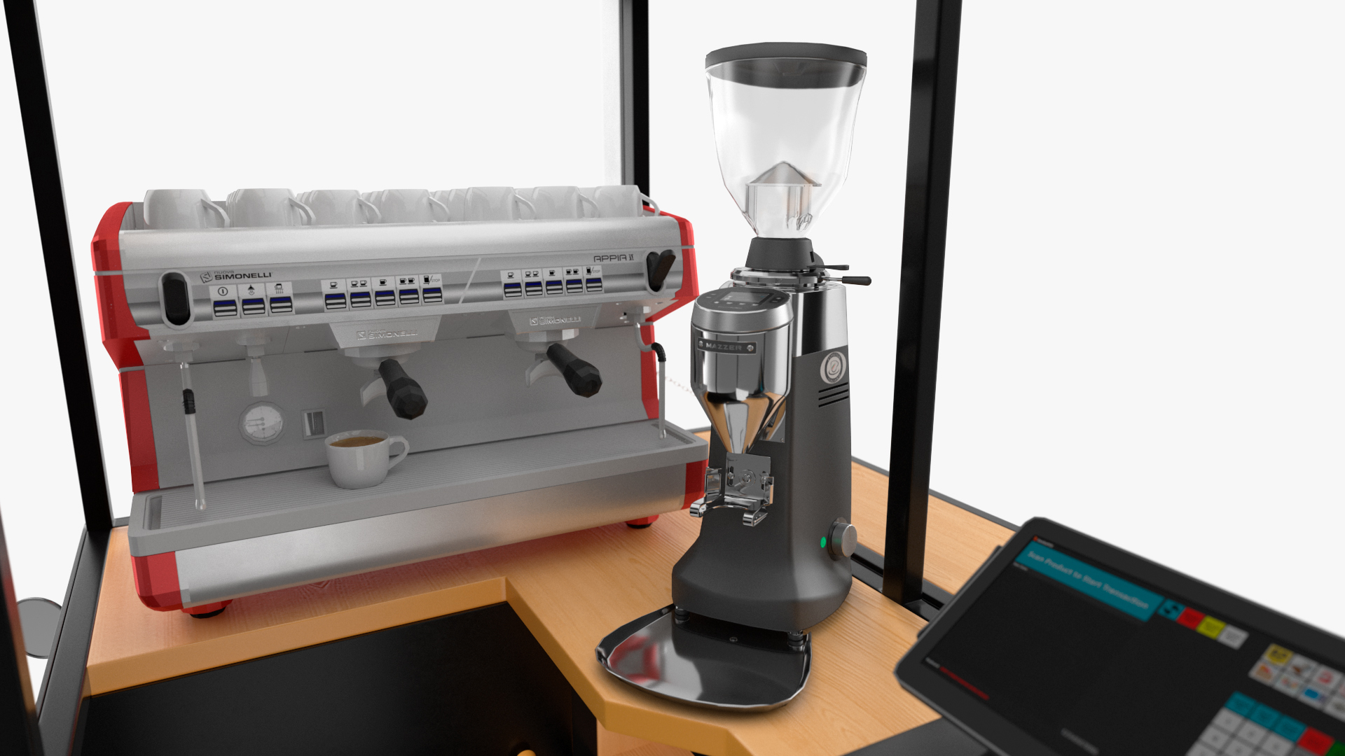 3D model Street Coffee Kiosk with Motorcycle