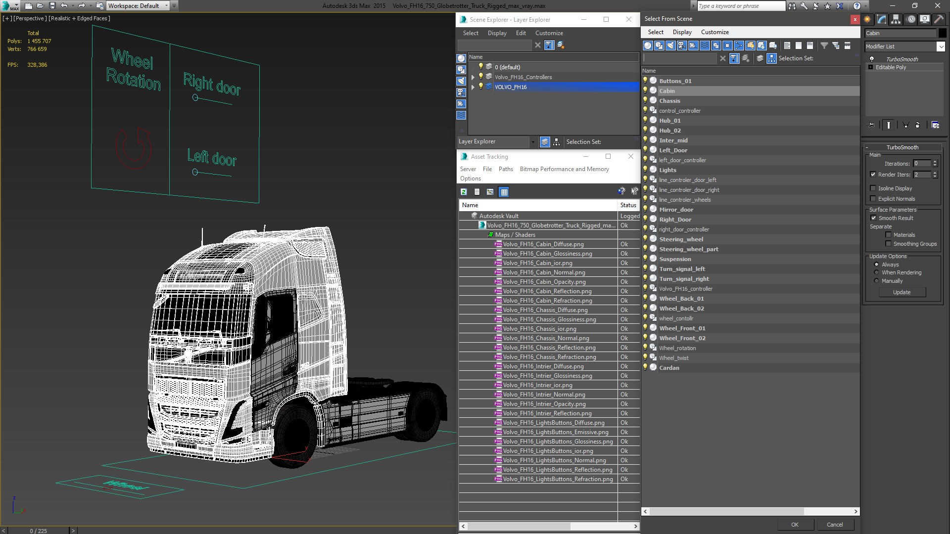 3D model Volvo FH16 750 Globetrotter Truck Rigged