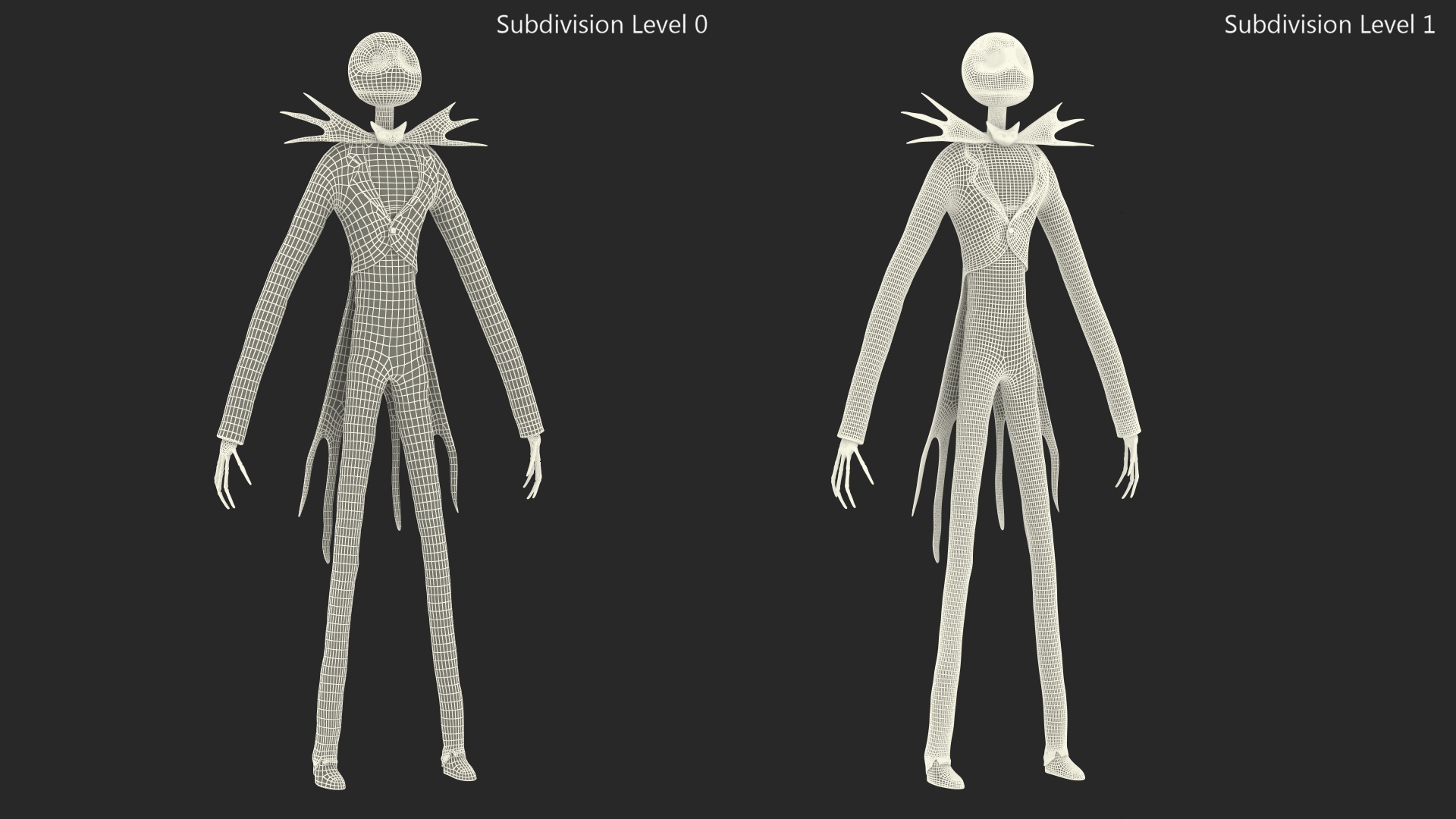 3D Jack Skellington Character A-pose model