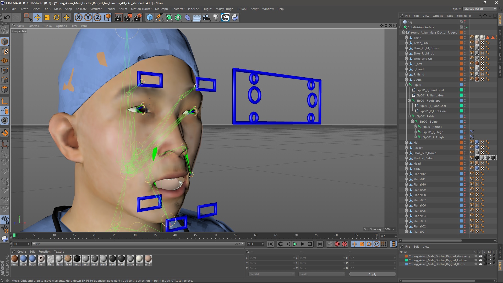 Young Asian Male Doctor Rigged for Cinema 4D 3D model