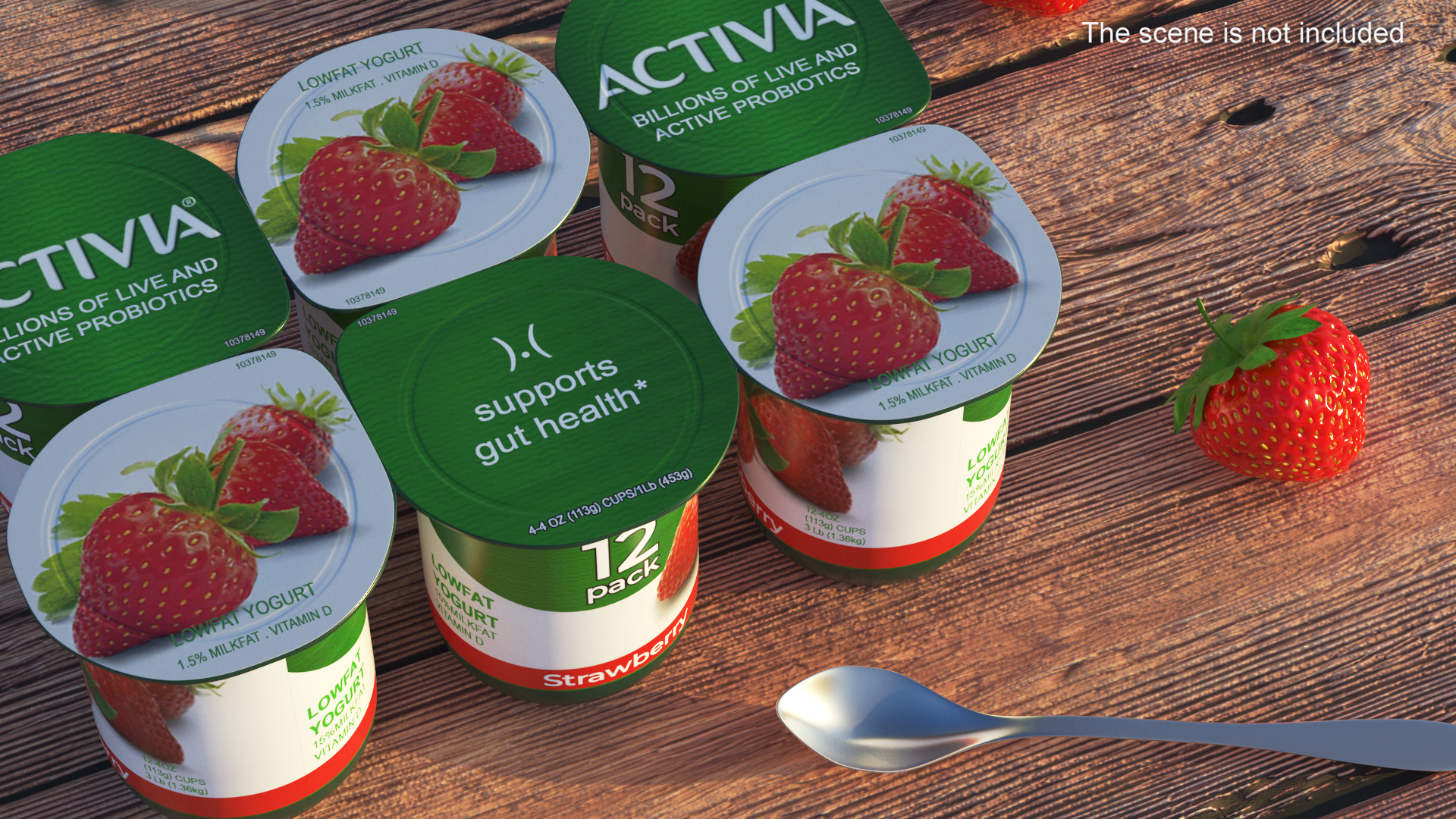 Activia Strawberry Yogurt 6 Cups 3D