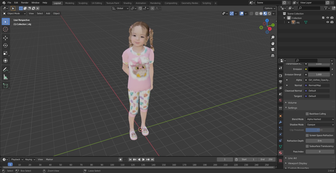 3D Child Girl Home Style