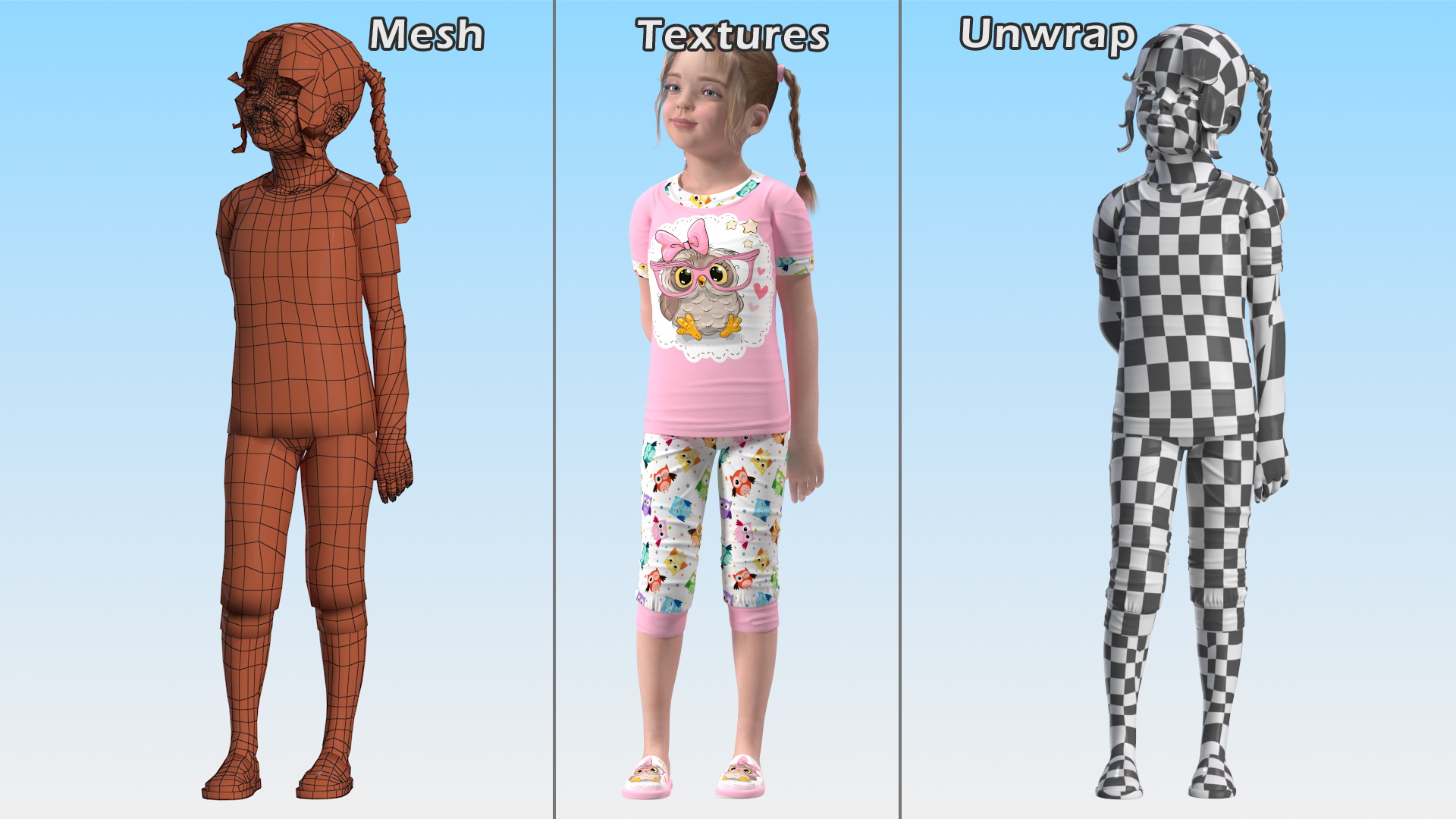 3D Child Girl Home Style