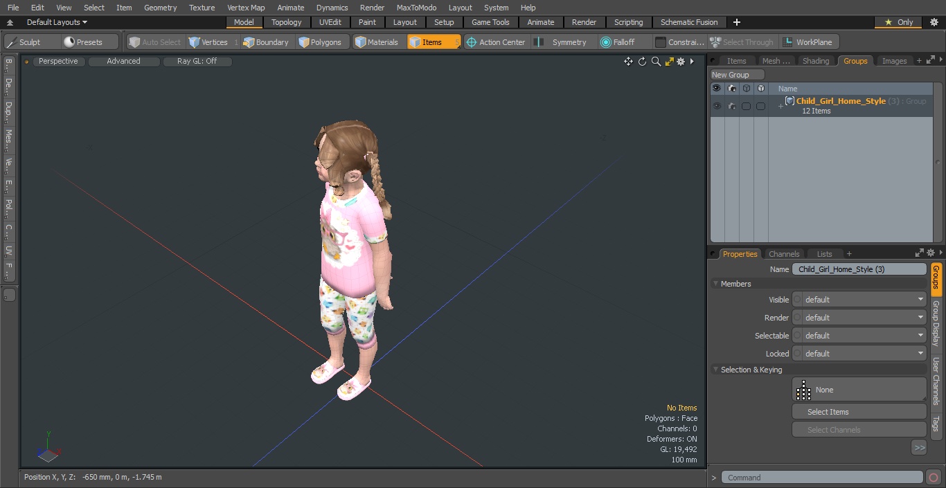 3D Child Girl Home Style