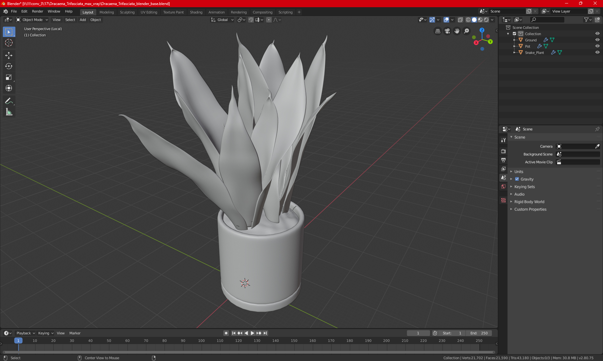 3D model Dracaena Trifasciata