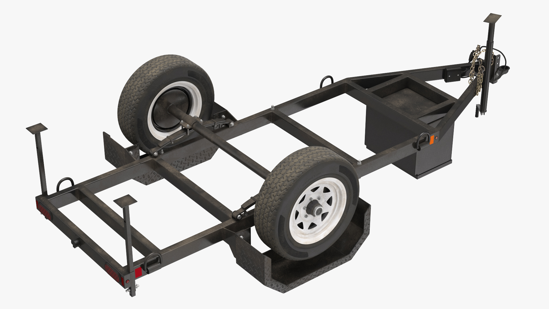 3D Heavy Duty 2 Wheel Trailer Rigged model