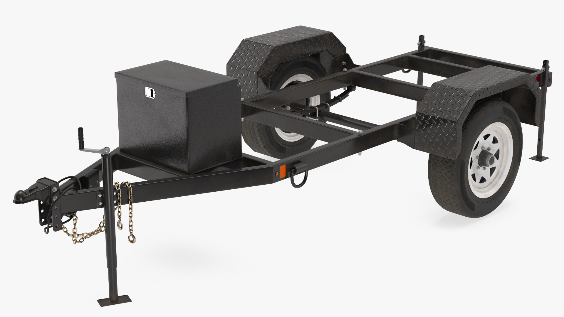 3D Heavy Duty 2 Wheel Trailer Rigged model