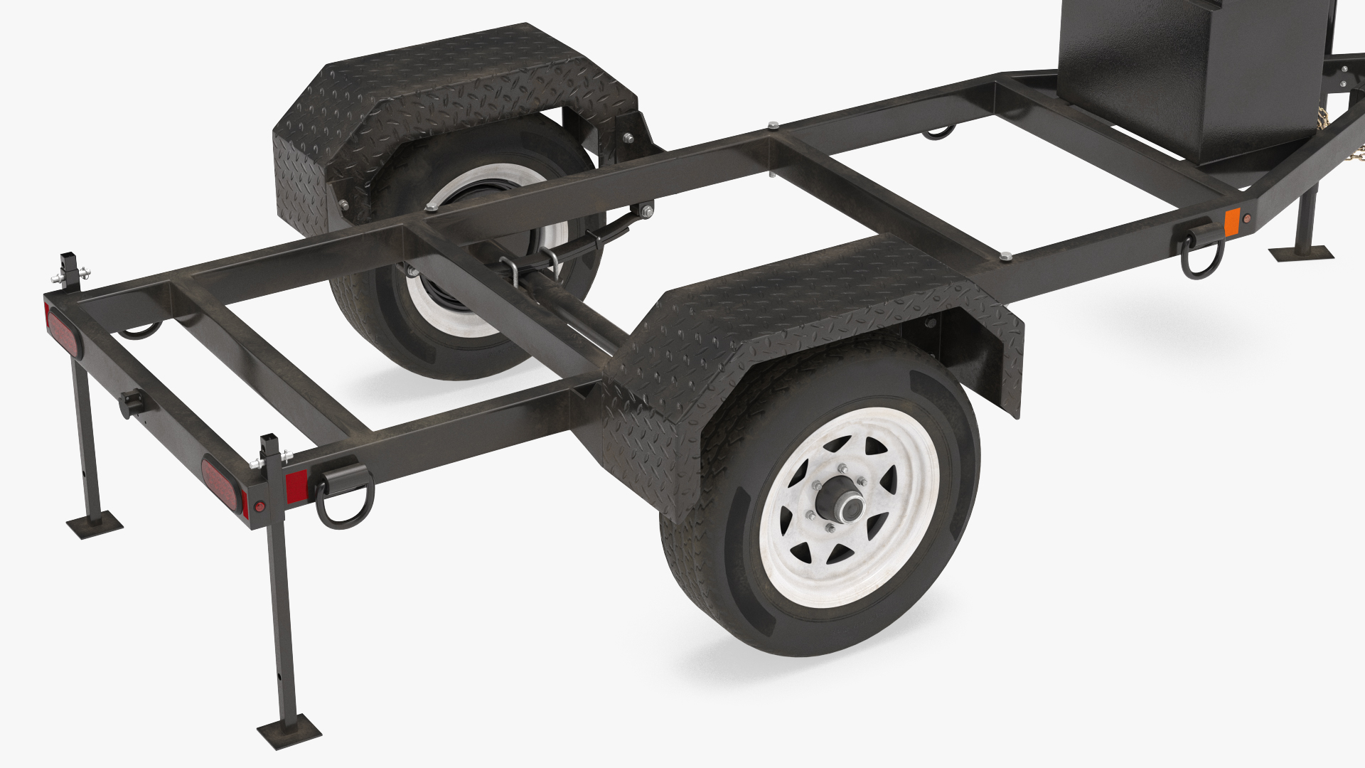 3D Heavy Duty 2 Wheel Trailer Rigged model