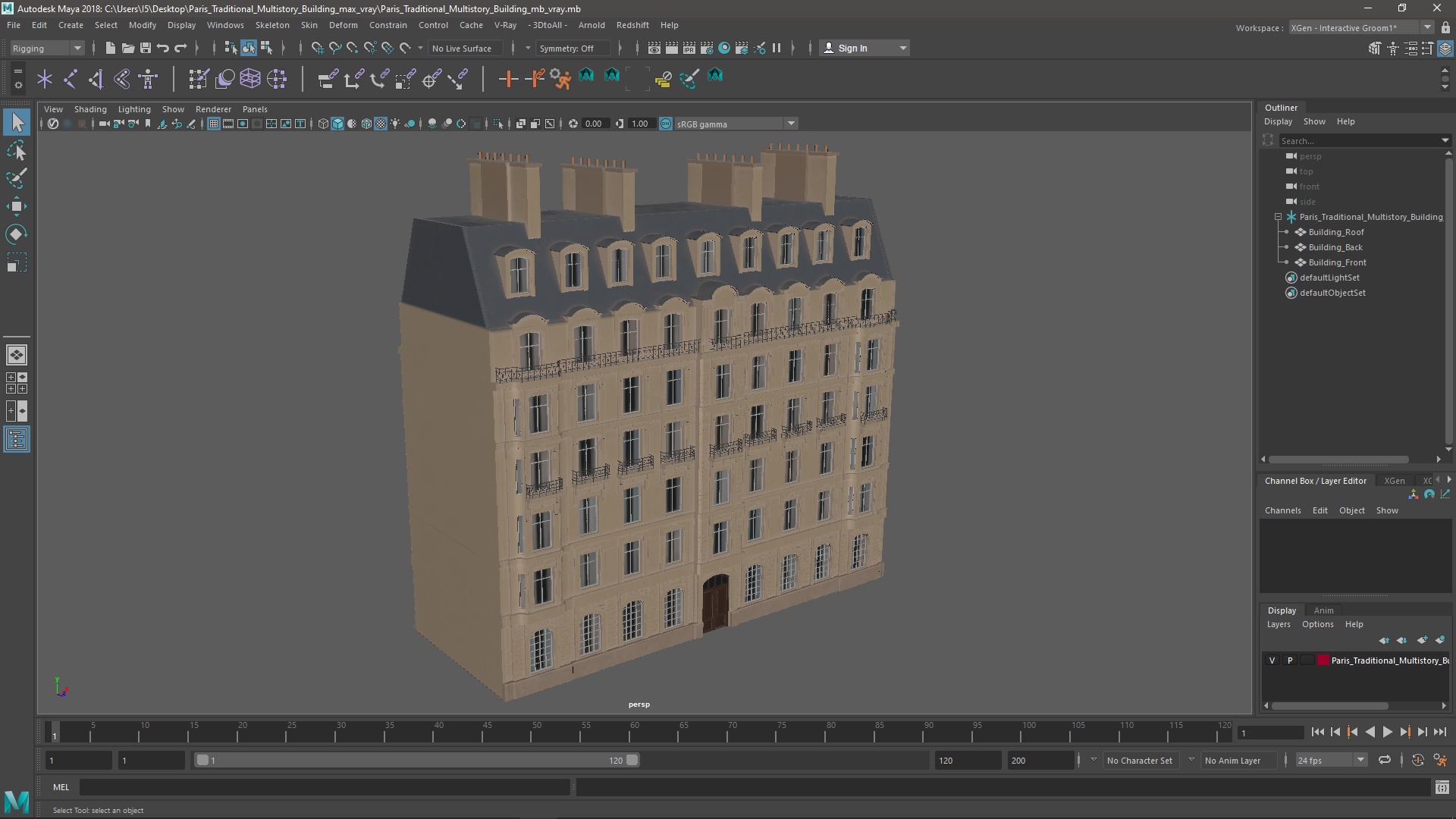 Paris Traditional Multistory Building 3D