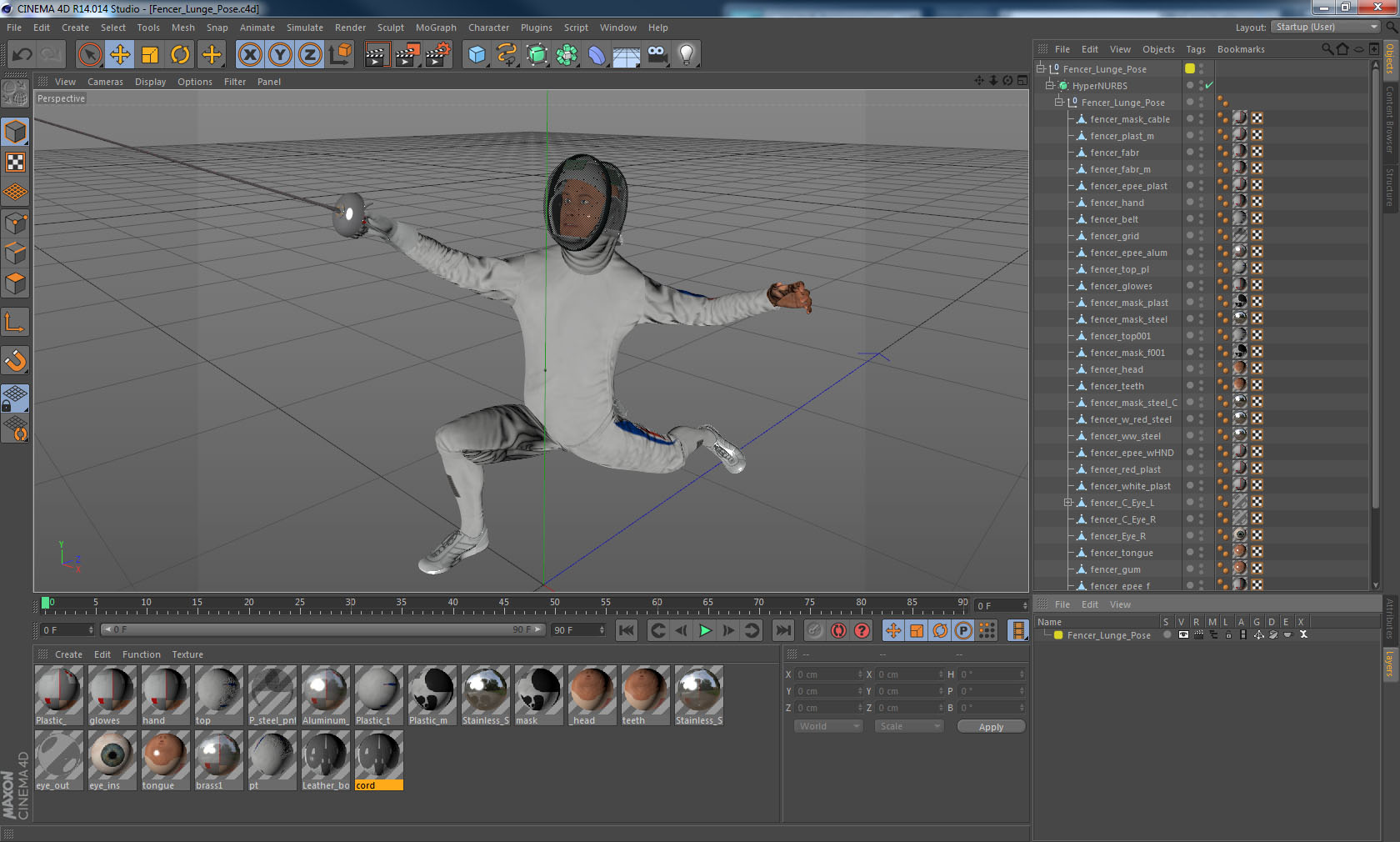 Fencer Lunge Pose 3D