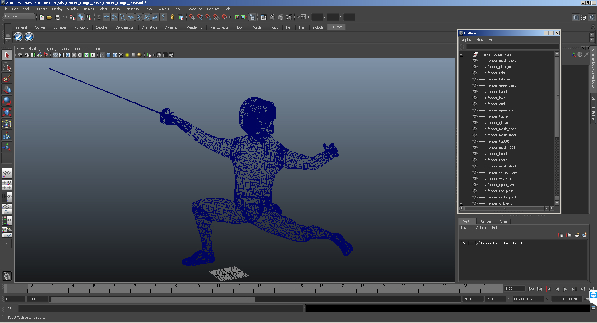 Fencer Lunge Pose 3D