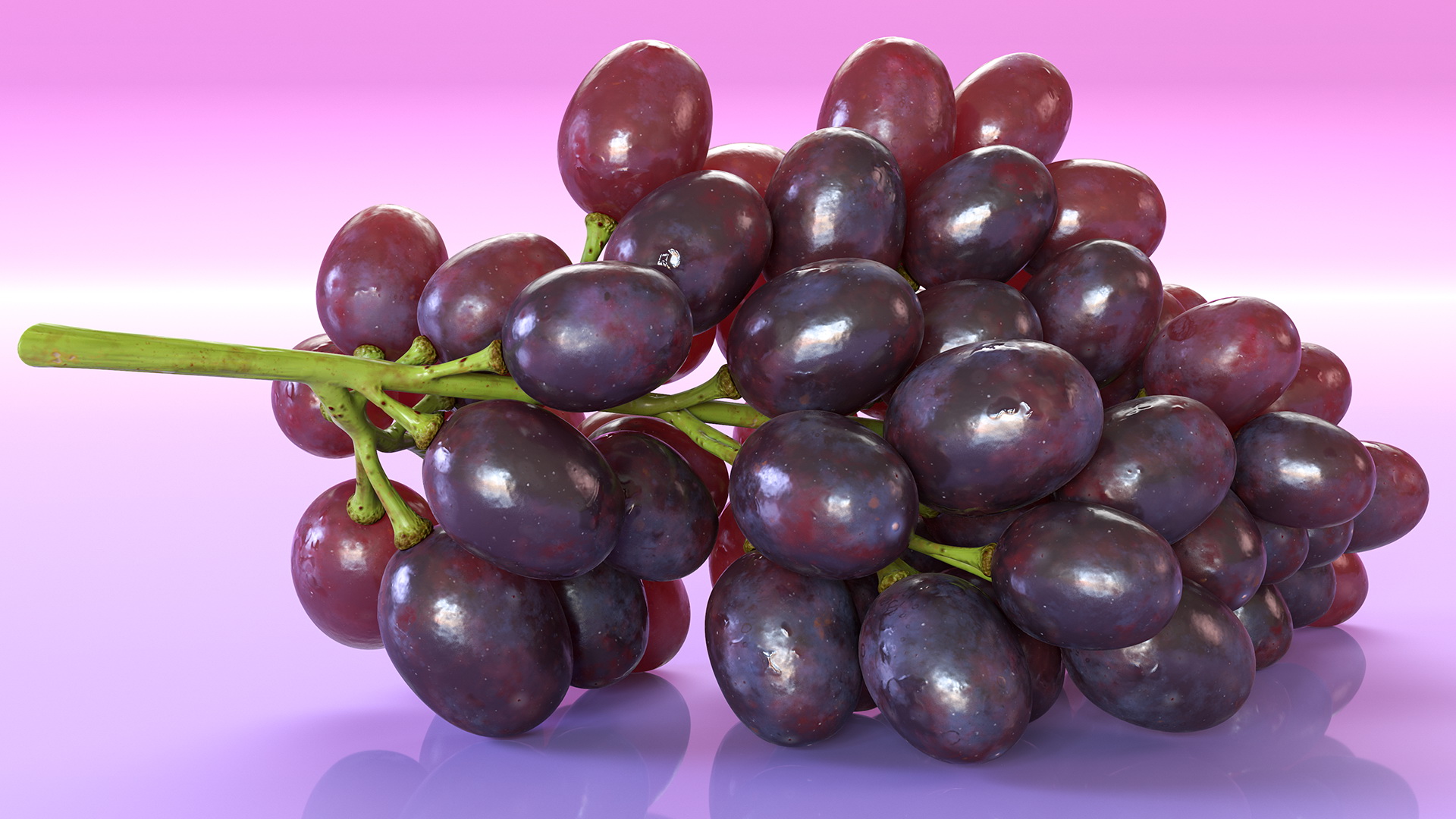 Cluster of Dark Grapes 3D