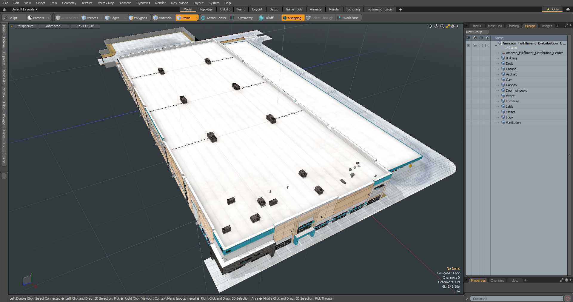 3D Amazon Fulfillment Distribution Center model