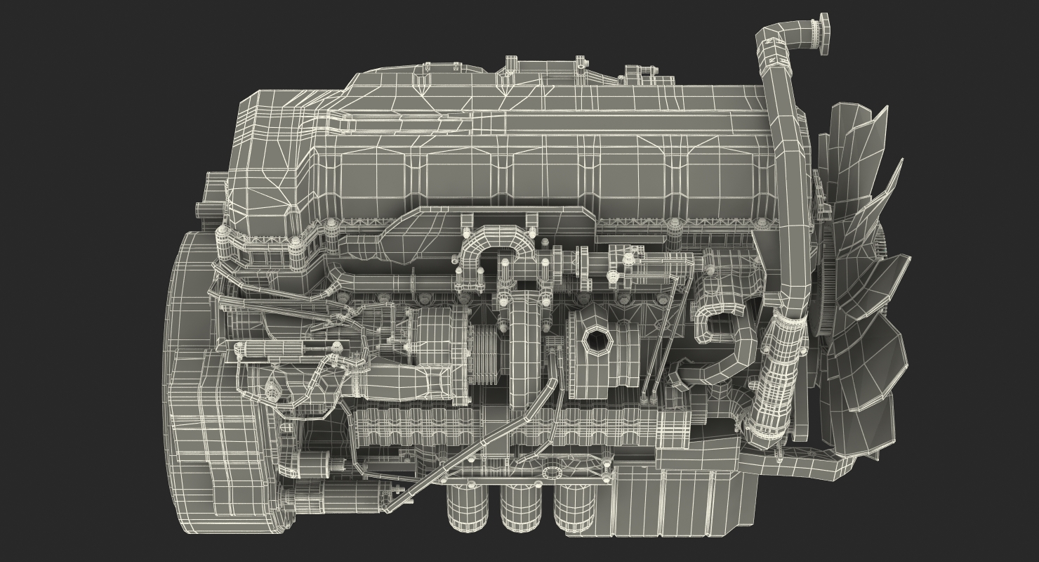 3D model Semi Truck Turbo Diesel Engine