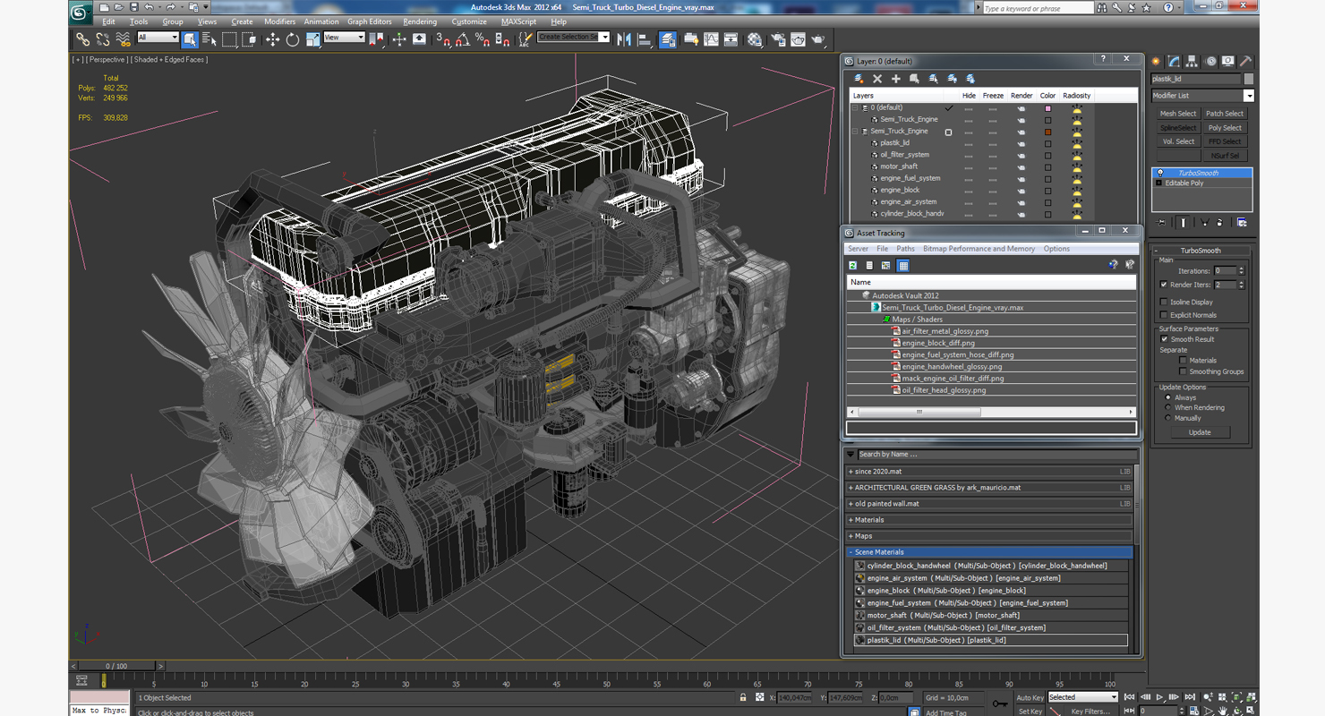 3D model Semi Truck Turbo Diesel Engine