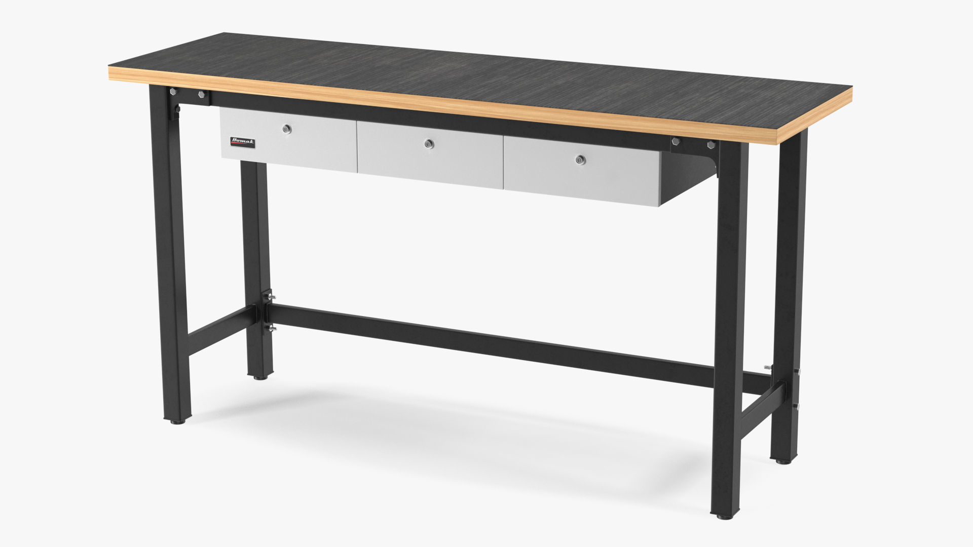 3 Drawer Steel Garage Bench Grey 3D