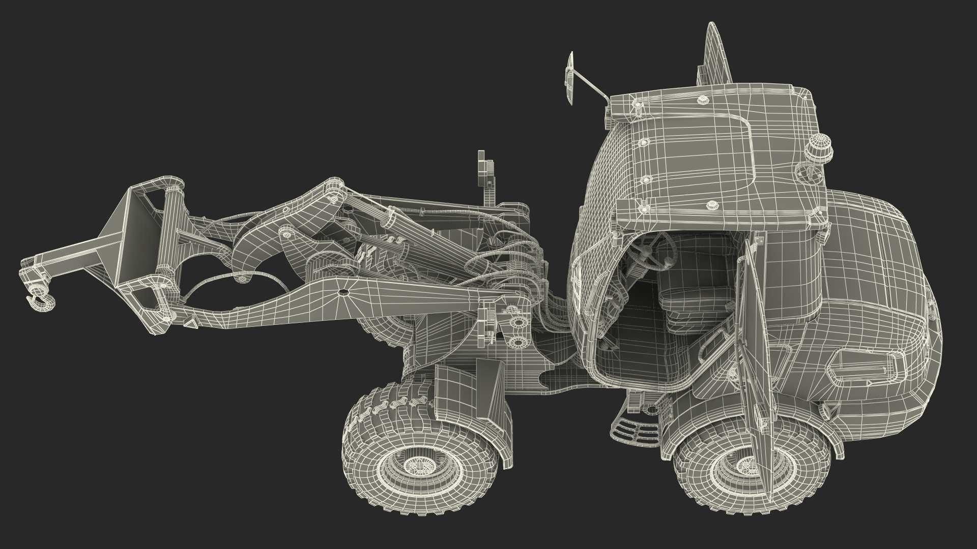 Electric Loader with Material Handling Arm Rigged 3D model