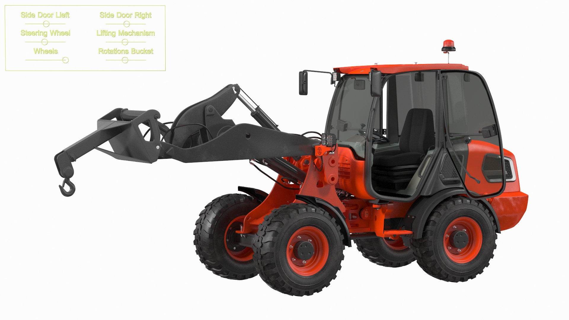 Electric Loader with Material Handling Arm Rigged 3D model