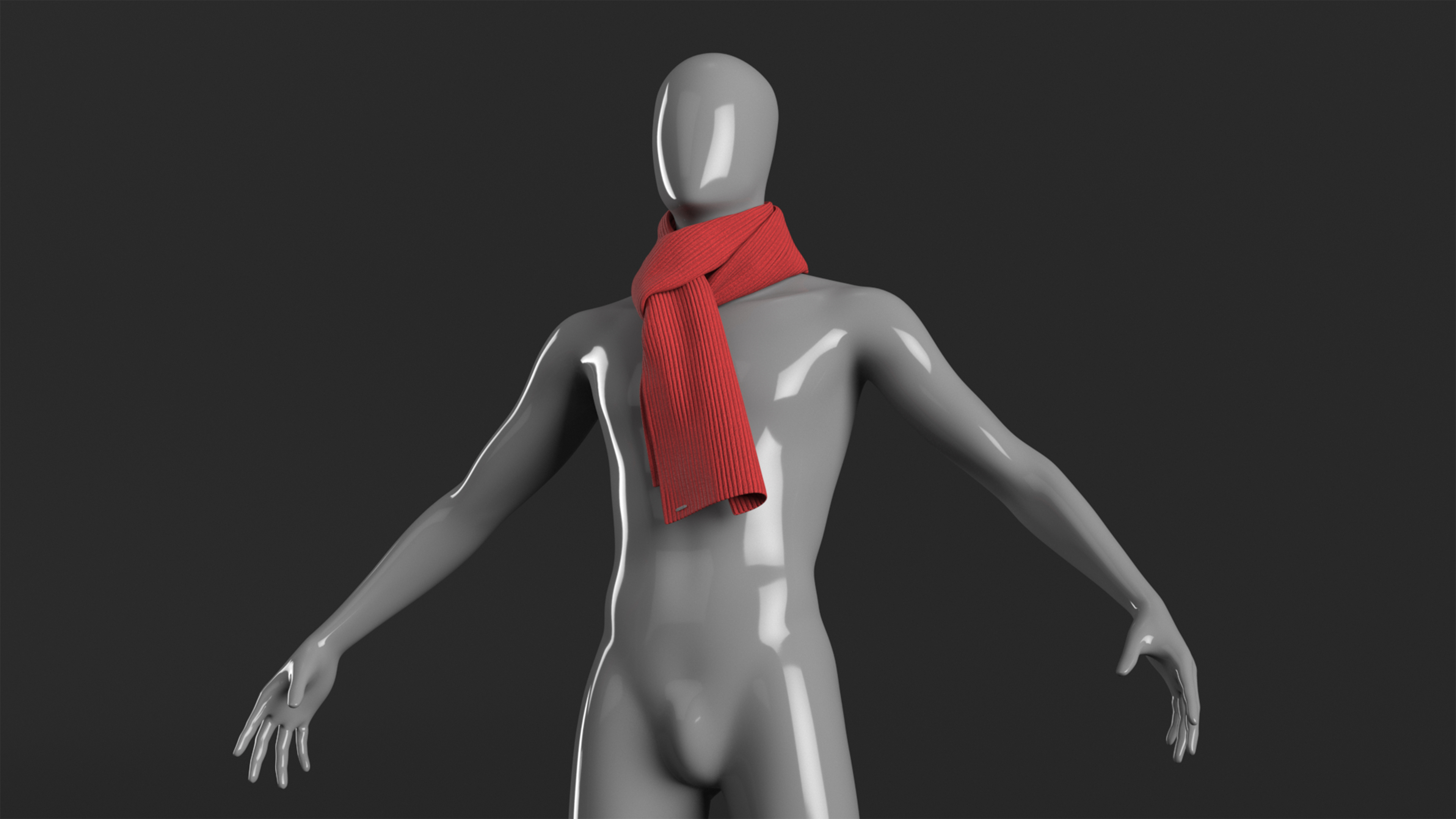 3D model Red Slip Knot Style Scarf