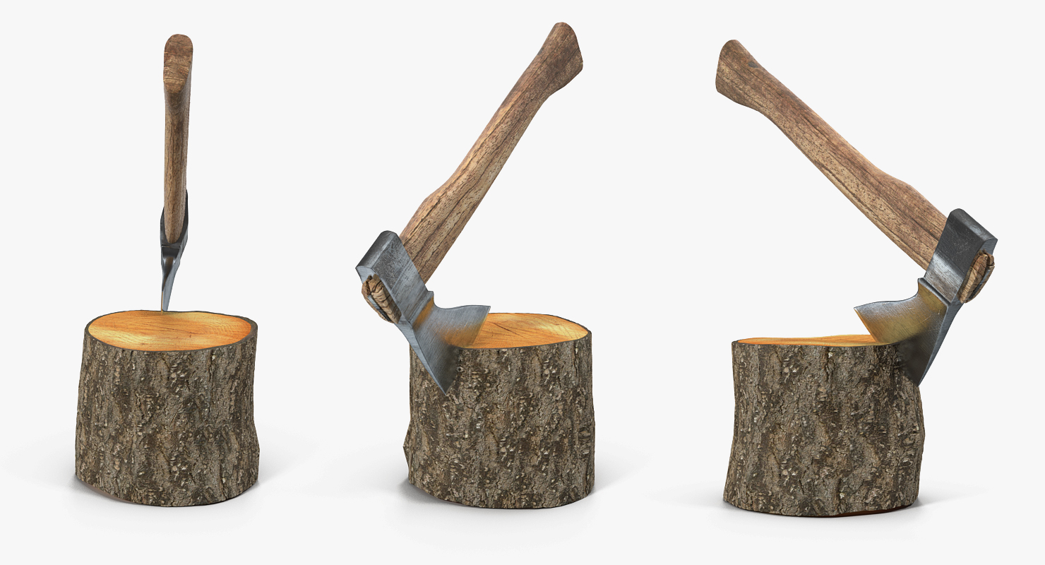 Hatchet in Log 3D model