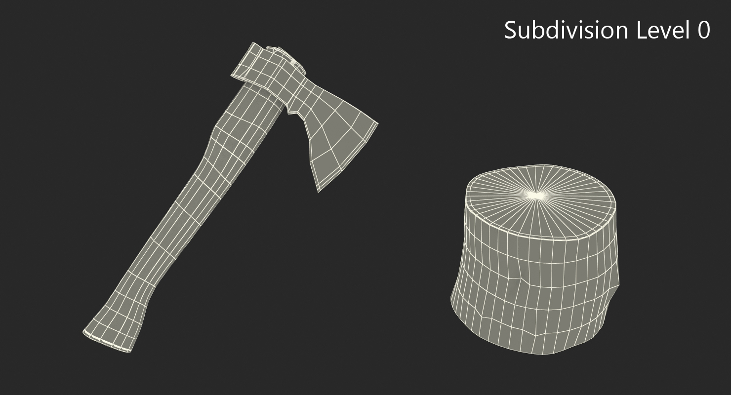 Hatchet in Log 3D model