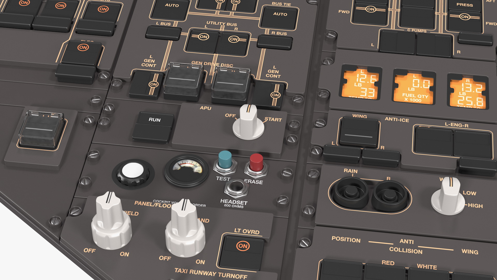 Airplane Control Panel Dashboard 3D