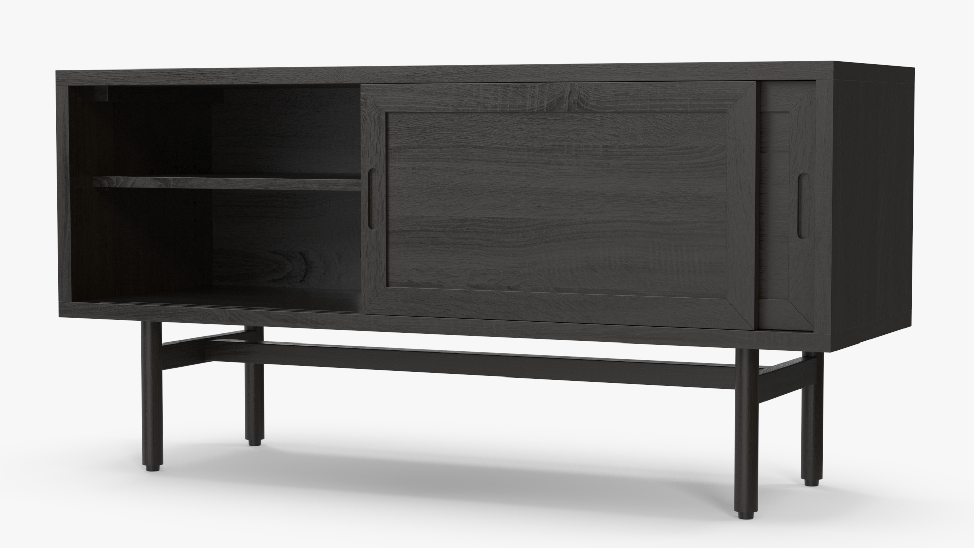 3D Modern Wooden TV Stand Black model