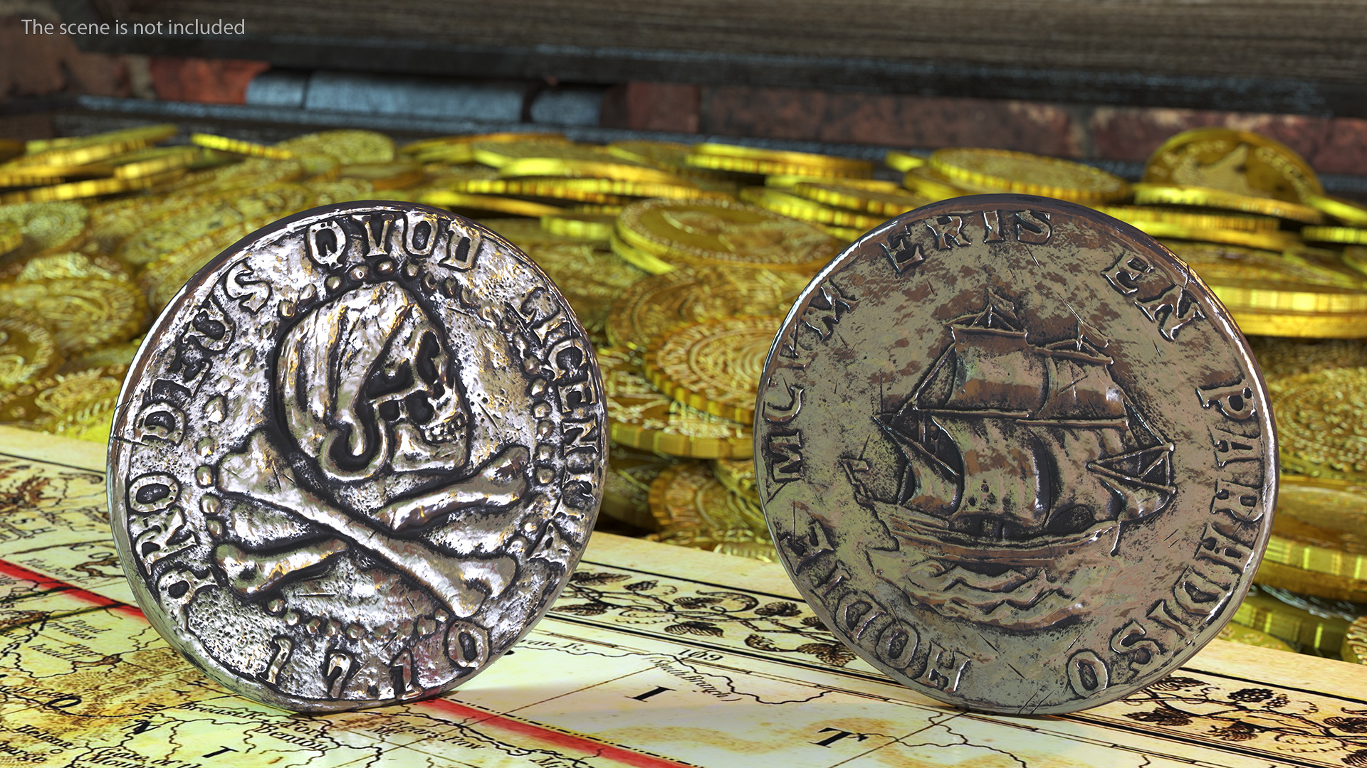 Treasure Pirate Coin Silver 3D