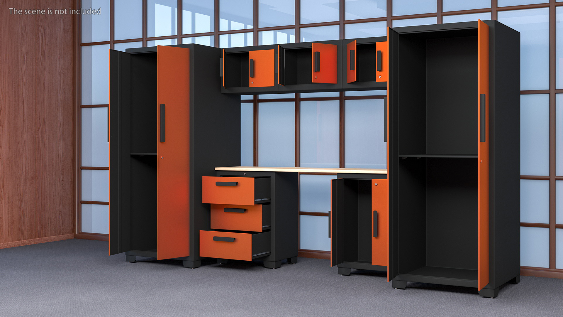 3D Garage Cabinet Orange