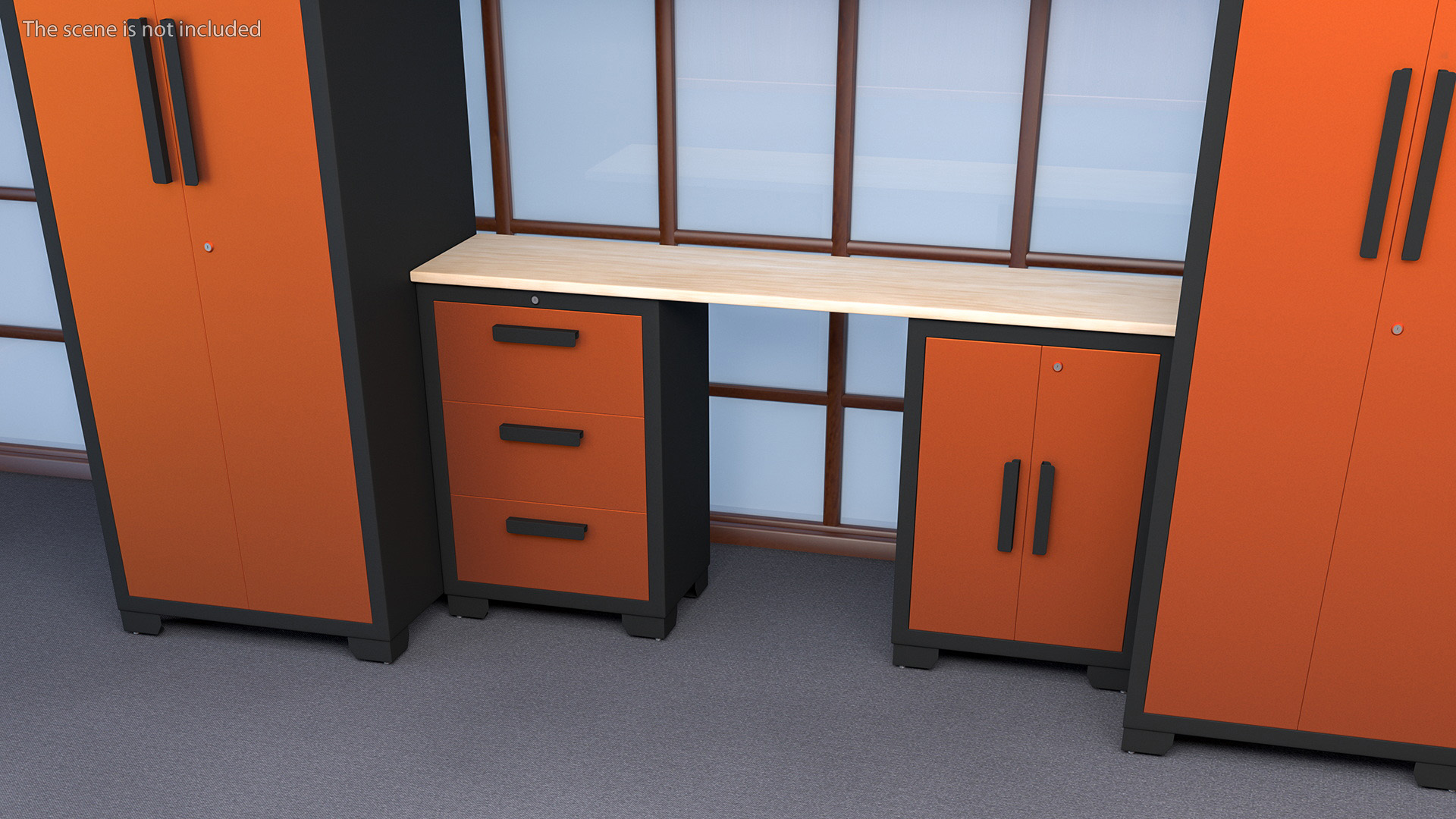 3D Garage Cabinet Orange