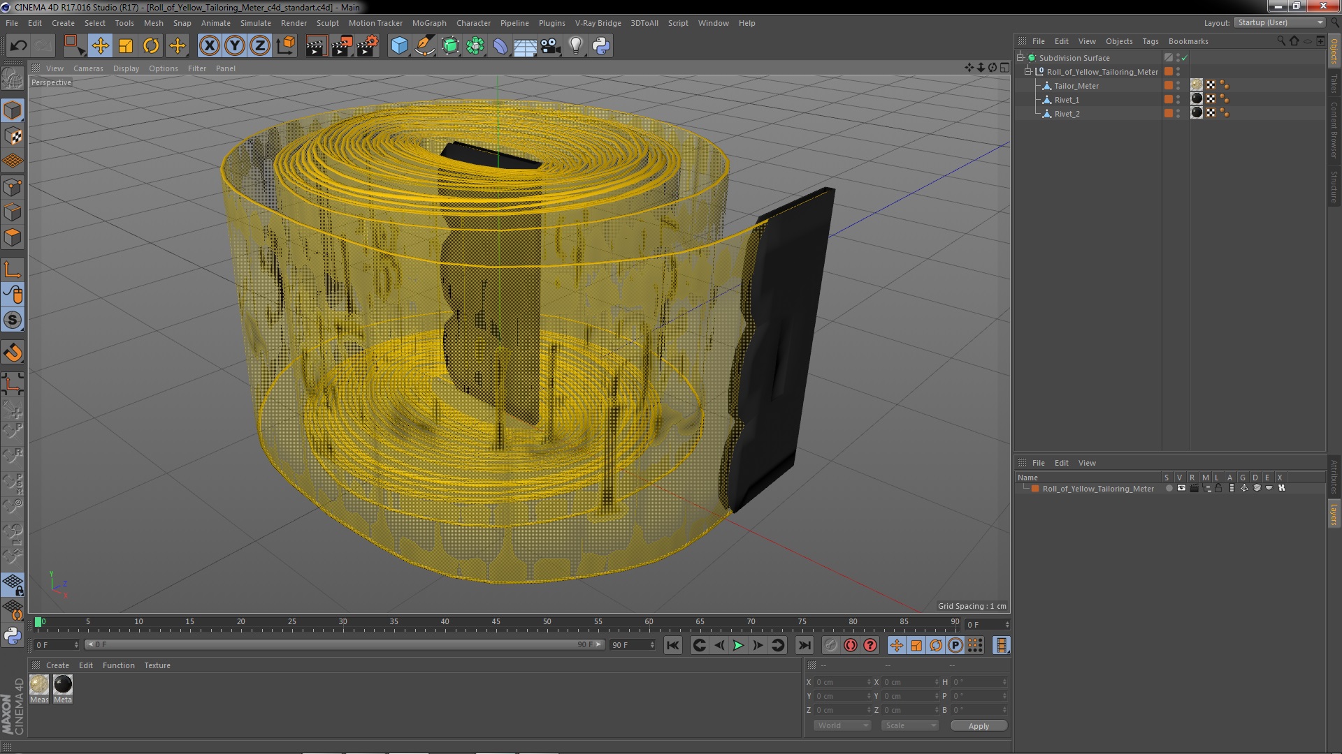 3D model Roll of Yellow Tailoring Meter