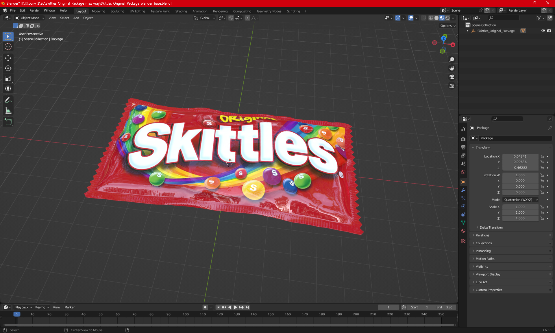 3D model Skittles Original Package