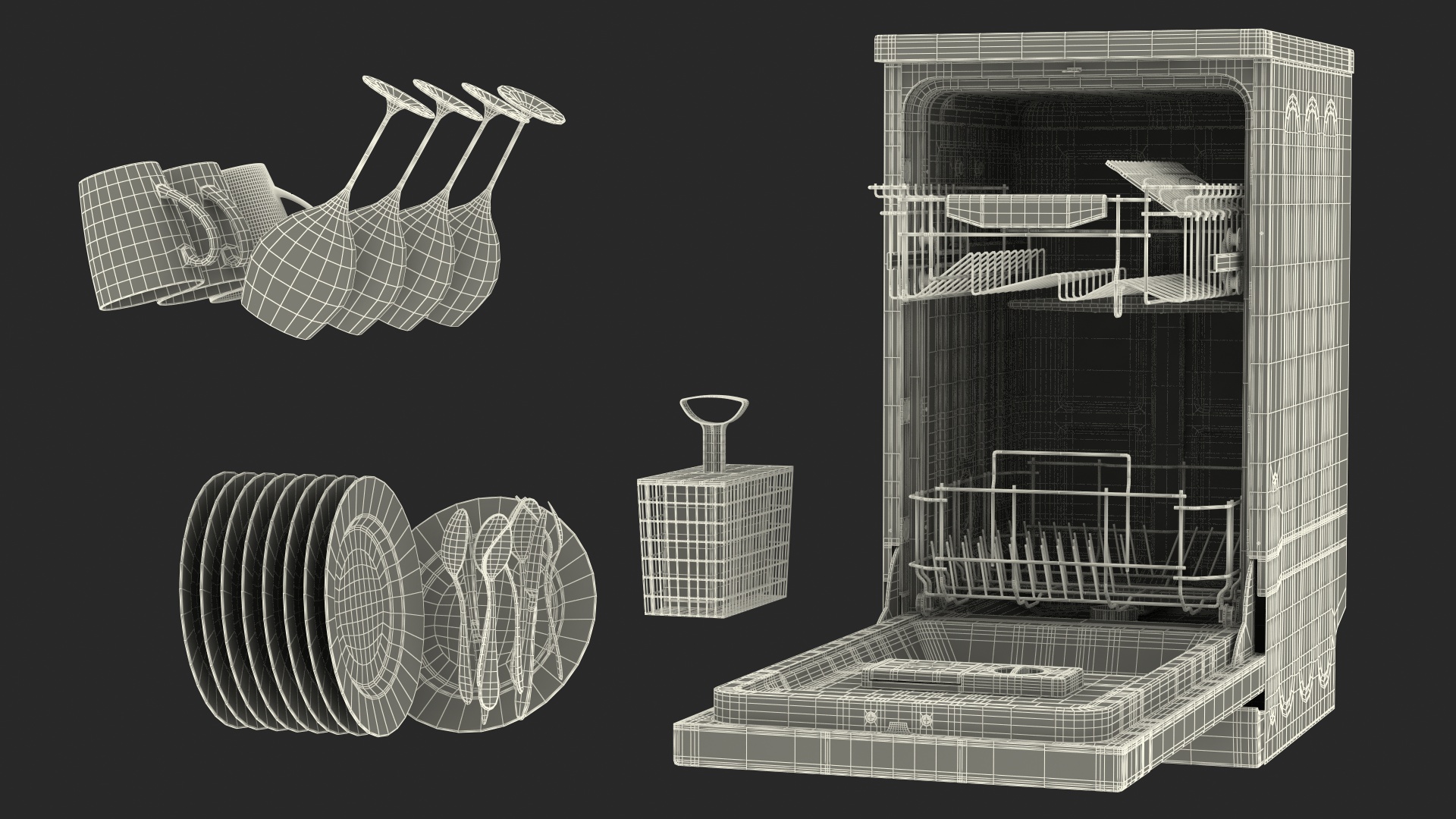 3D model Dishwasher Samsung With Dishes