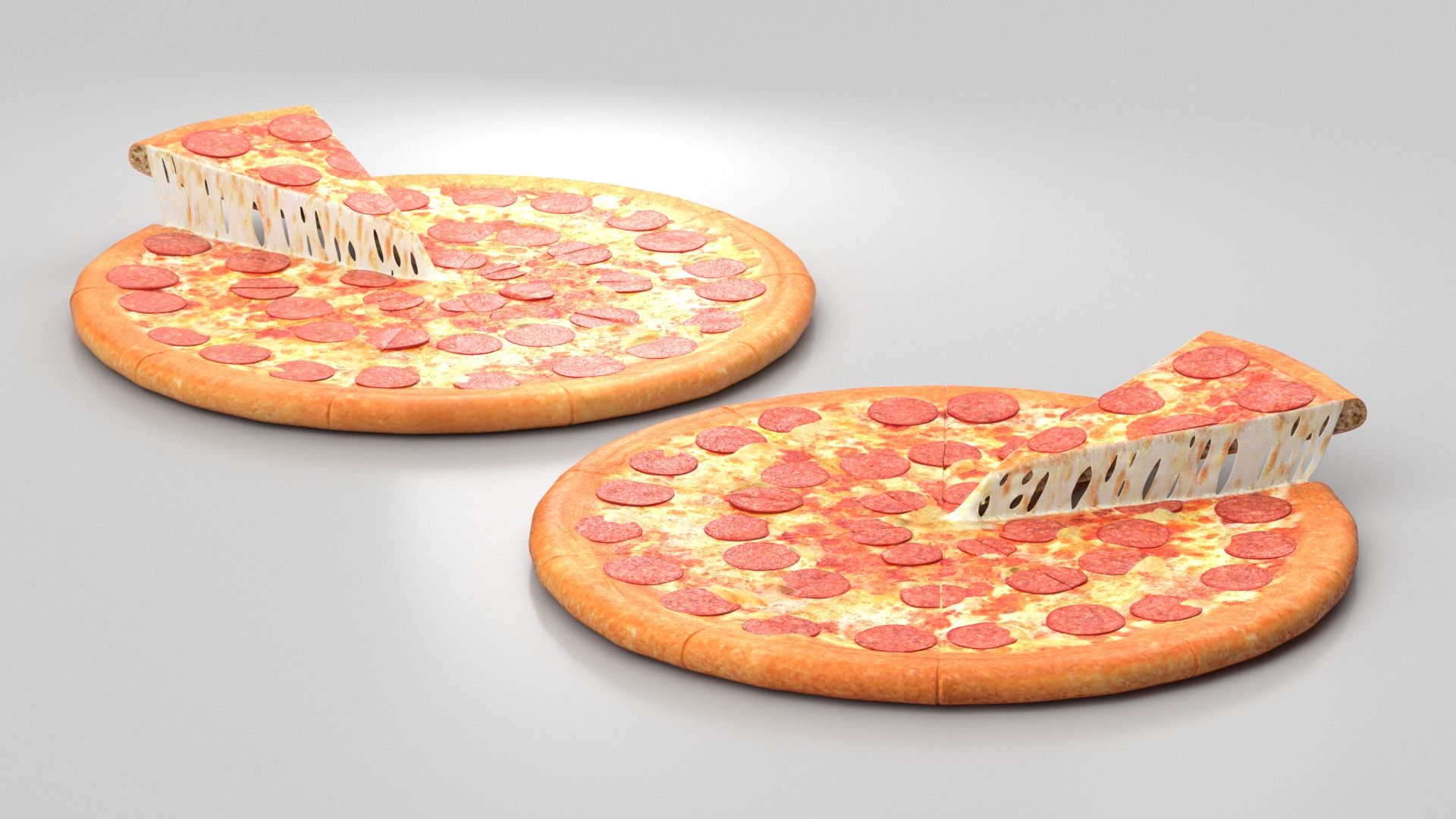 3D Pepperoni Pizza with Slice