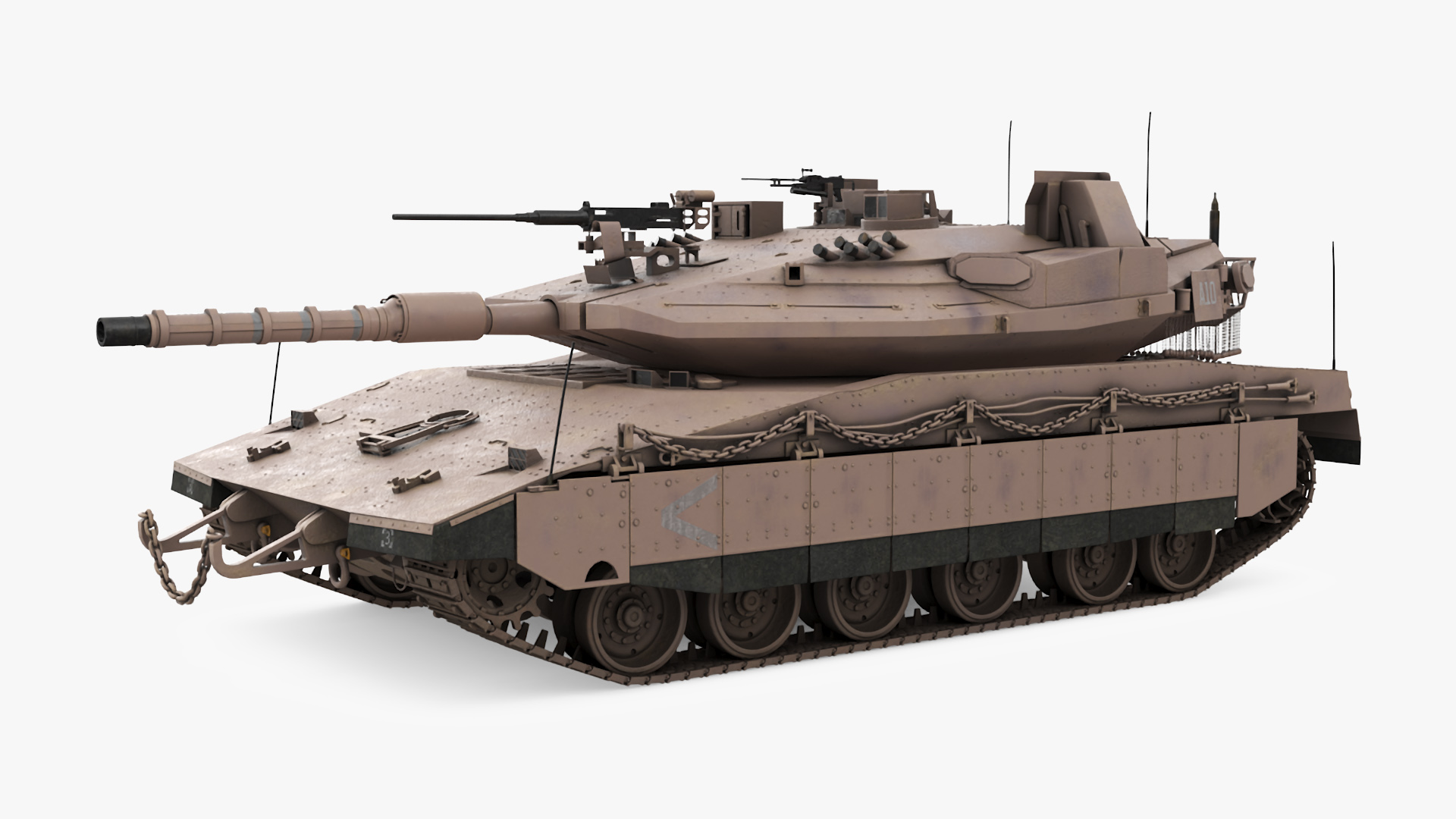 3D Dirty Israeli Tank Merkava 5 Beige Rigged