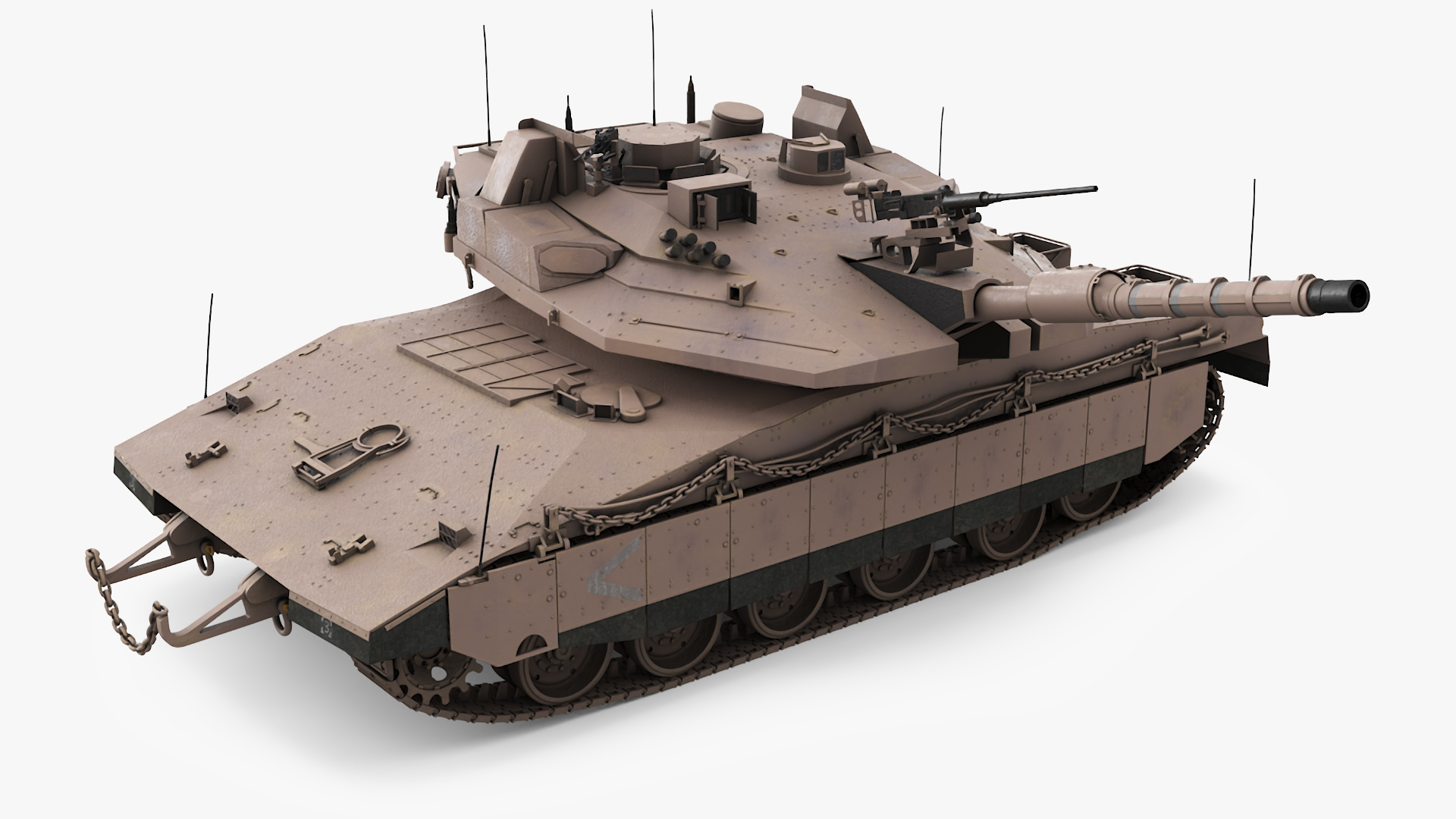 3D Dirty Israeli Tank Merkava 5 Beige Rigged