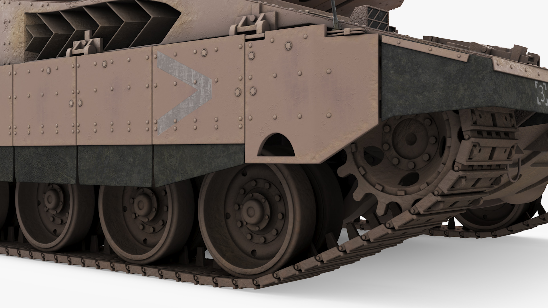 3D Dirty Israeli Tank Merkava 5 Beige Rigged