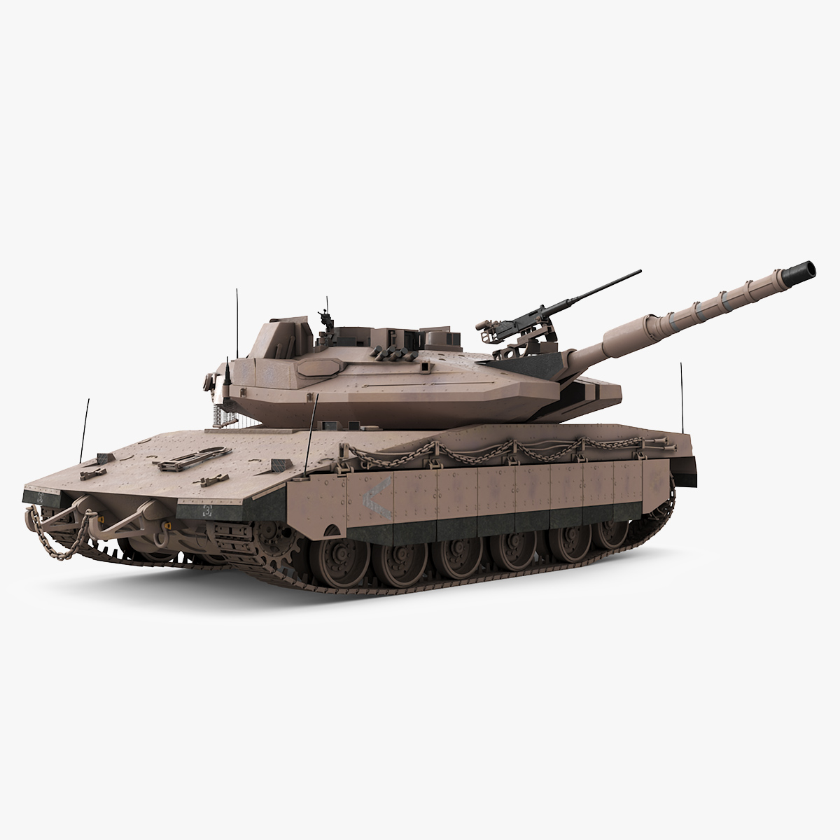 3D Dirty Israeli Tank Merkava 5 Beige Rigged