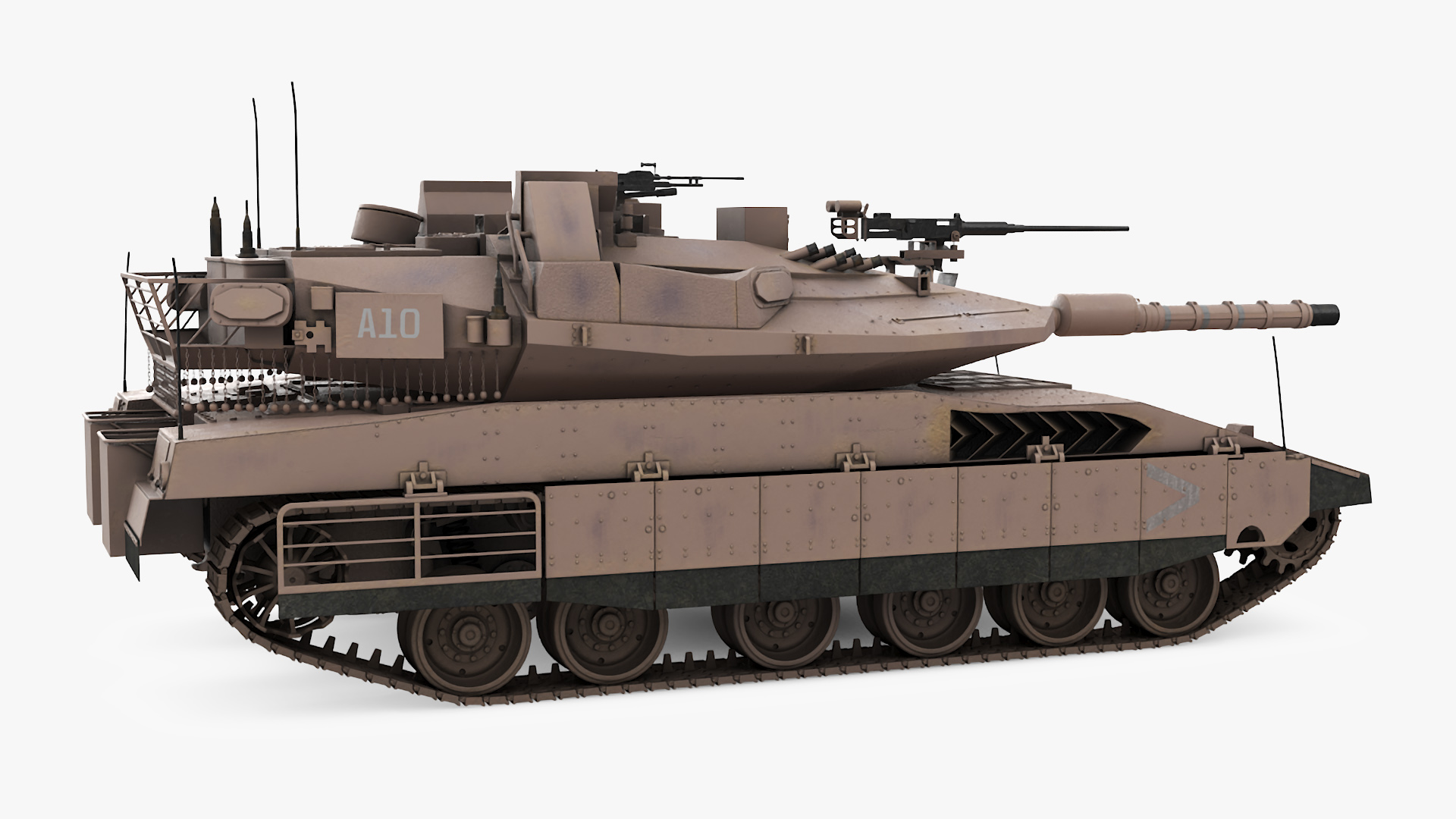 3D Dirty Israeli Tank Merkava 5 Beige Rigged