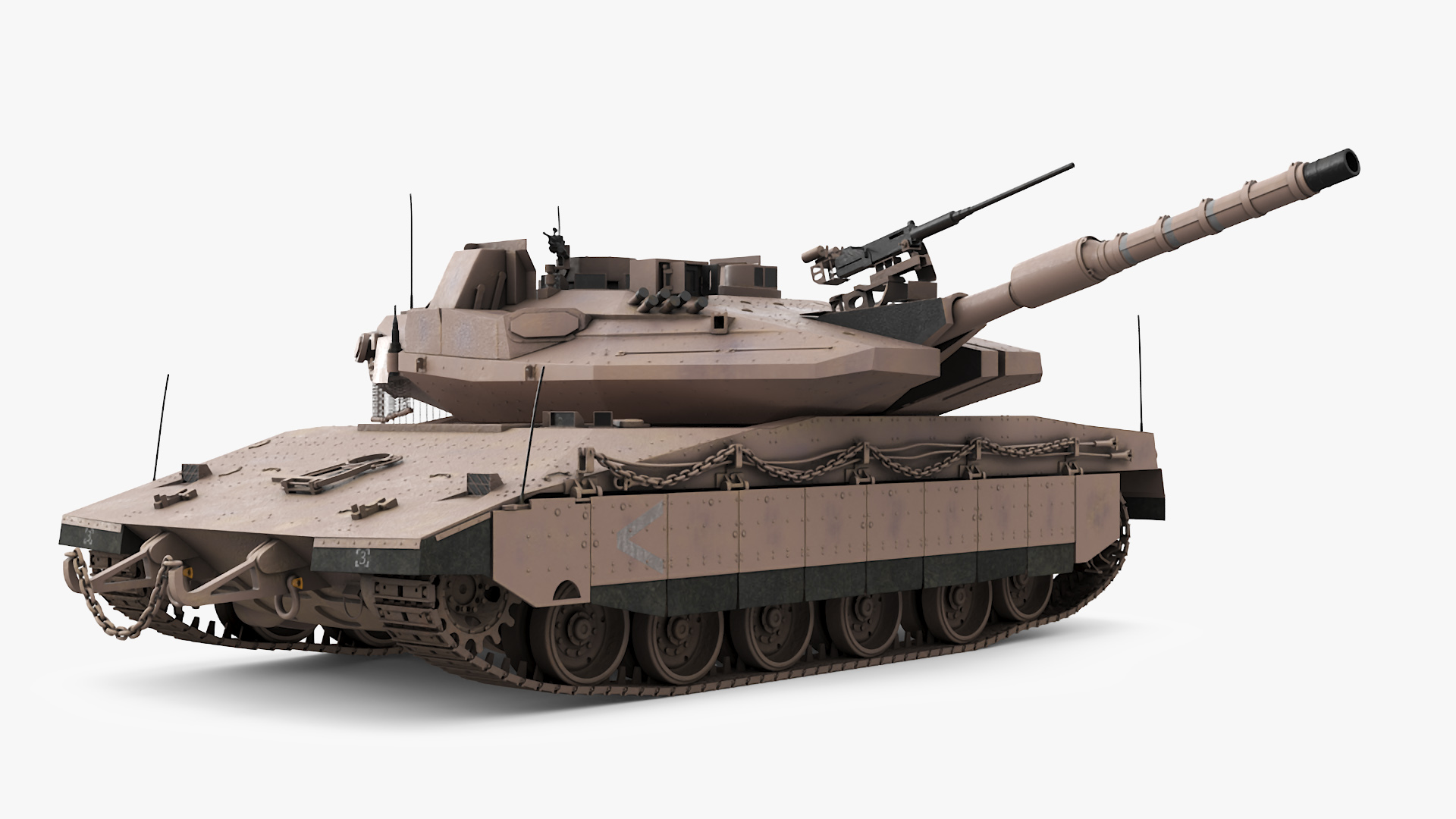 3D Dirty Israeli Tank Merkava 5 Beige Rigged