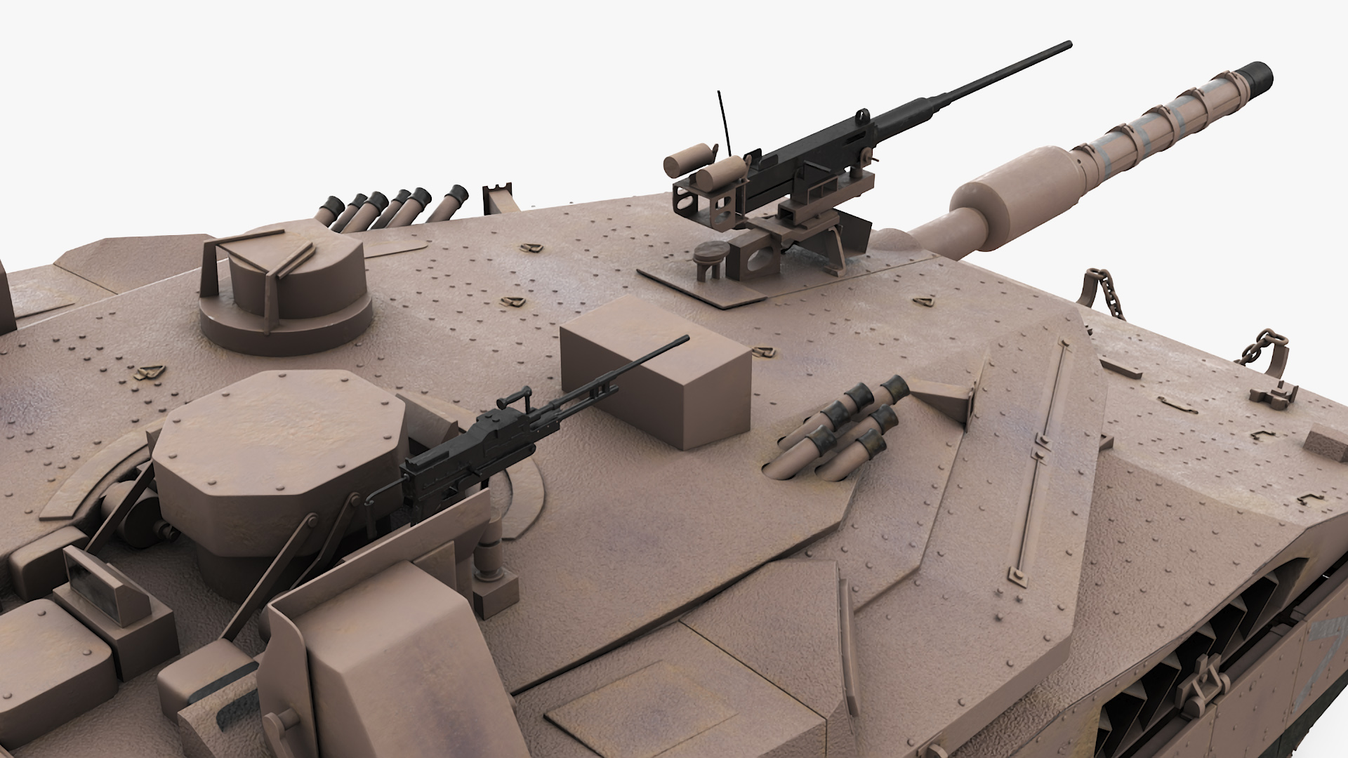 3D Dirty Israeli Tank Merkava 5 Beige Rigged