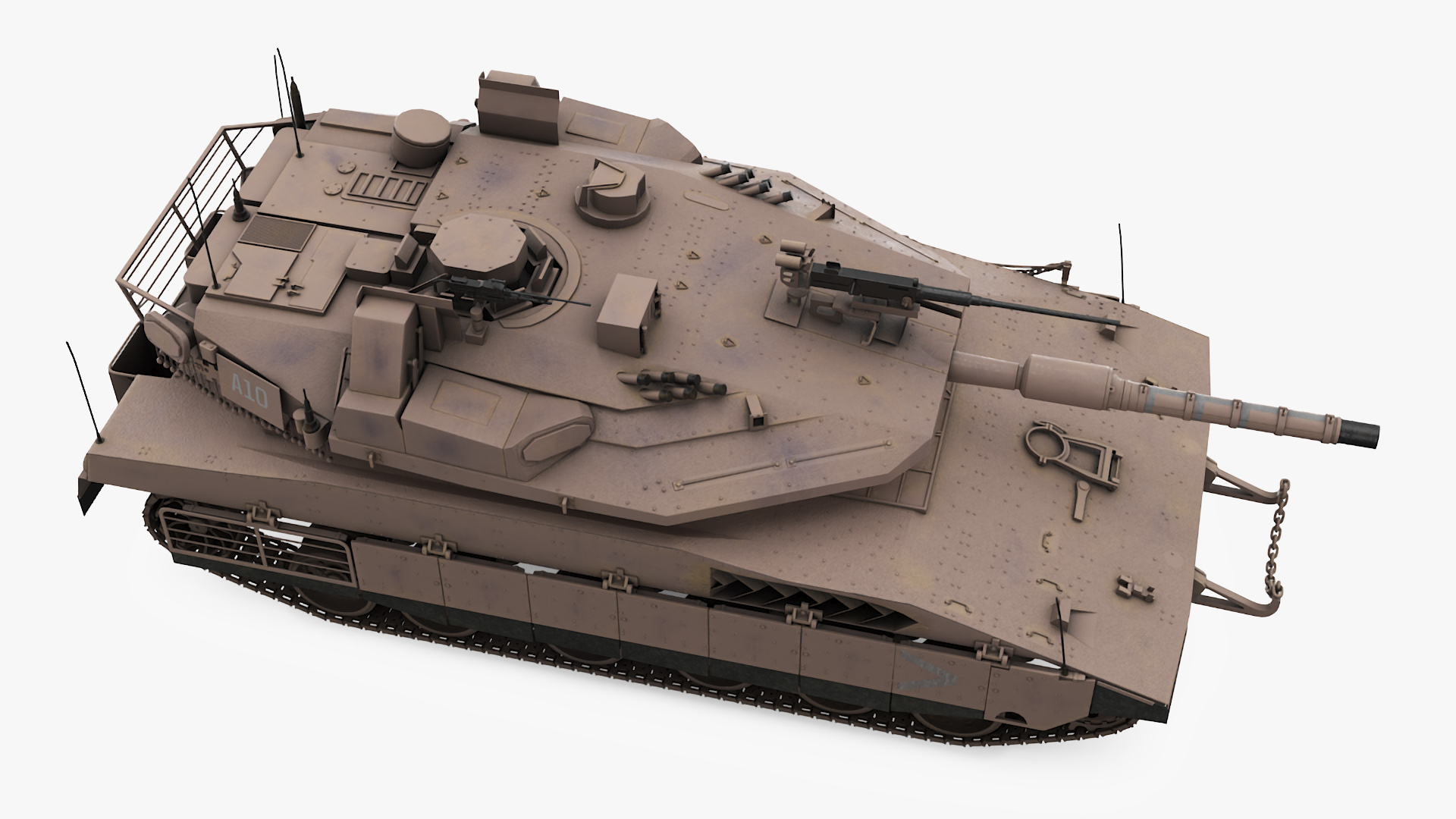 3D Dirty Israeli Tank Merkava 5 Beige Rigged