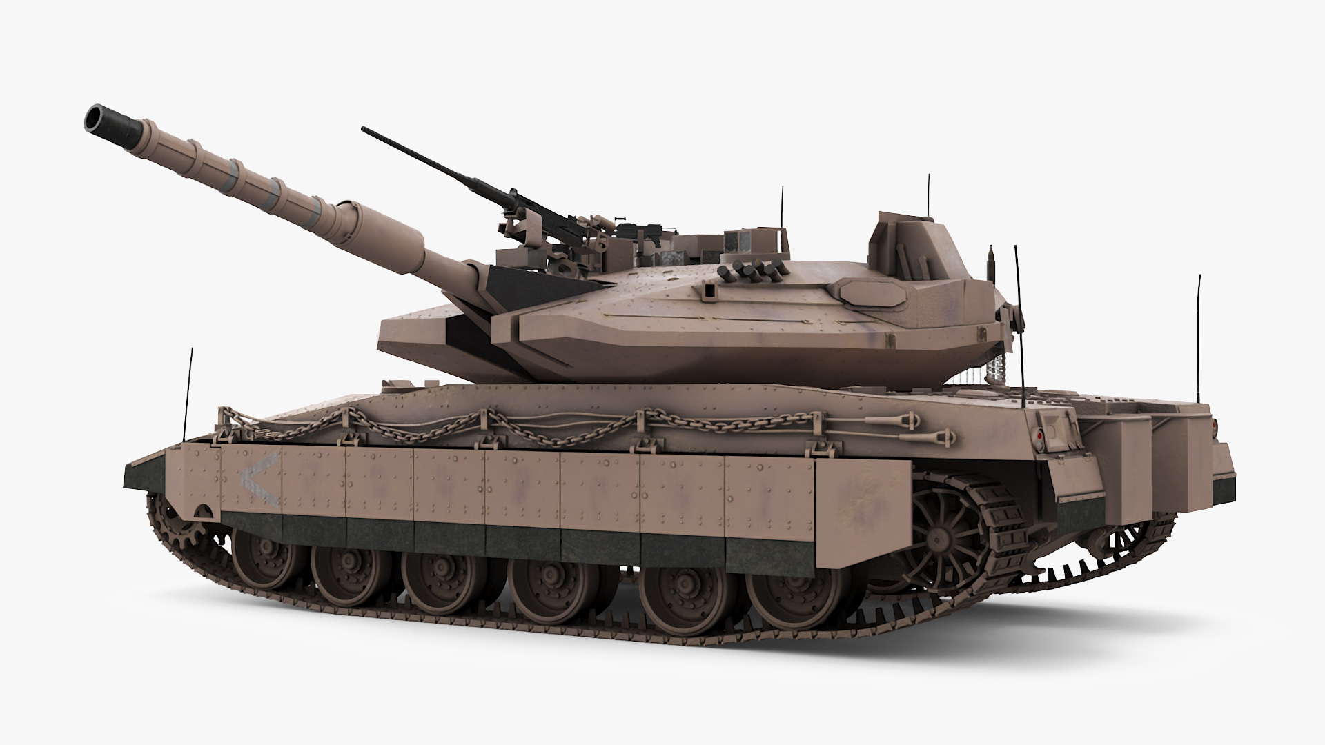 3D Dirty Israeli Tank Merkava 5 Beige Rigged