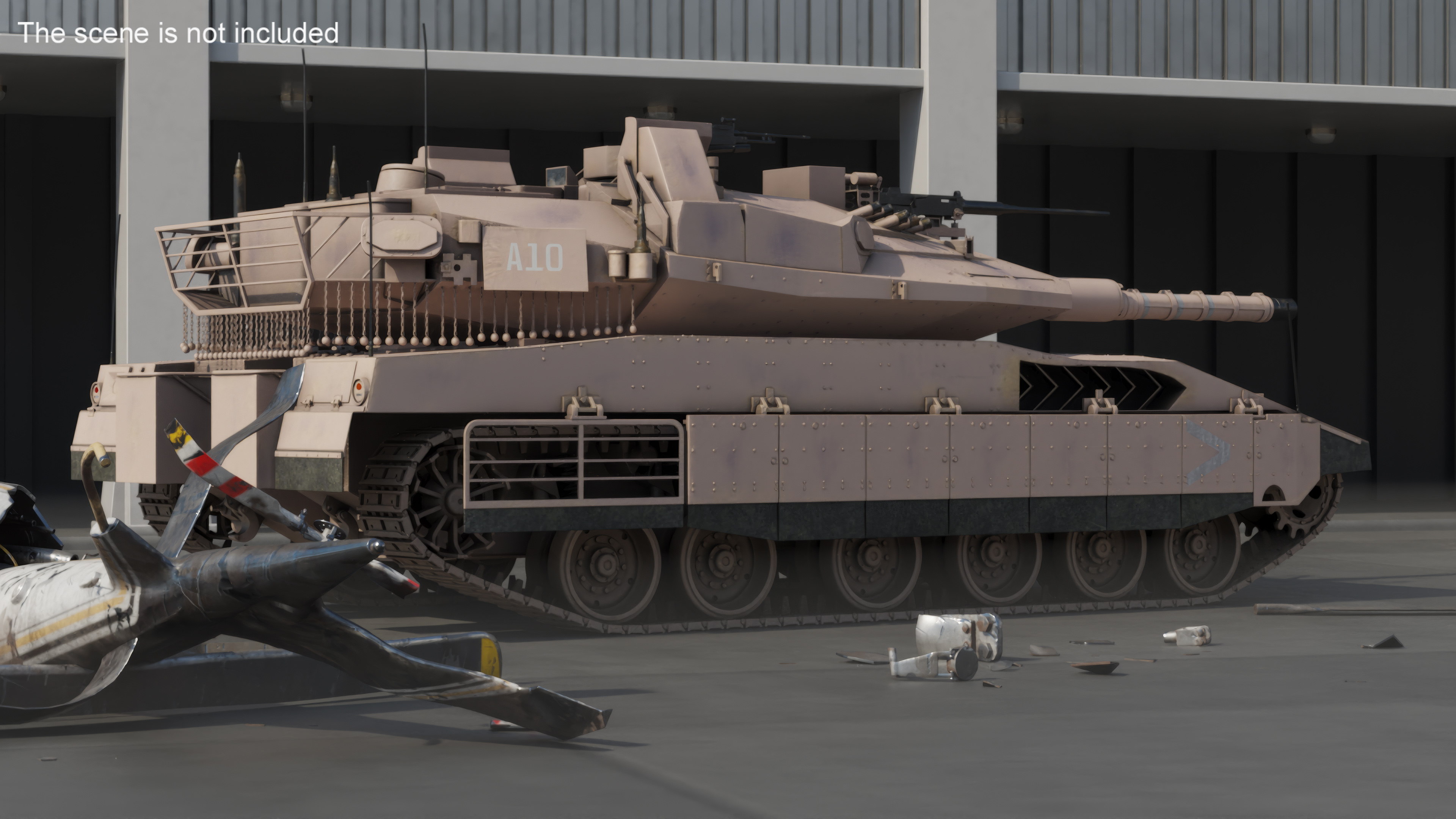 3D Dirty Israeli Tank Merkava 5 Beige Rigged