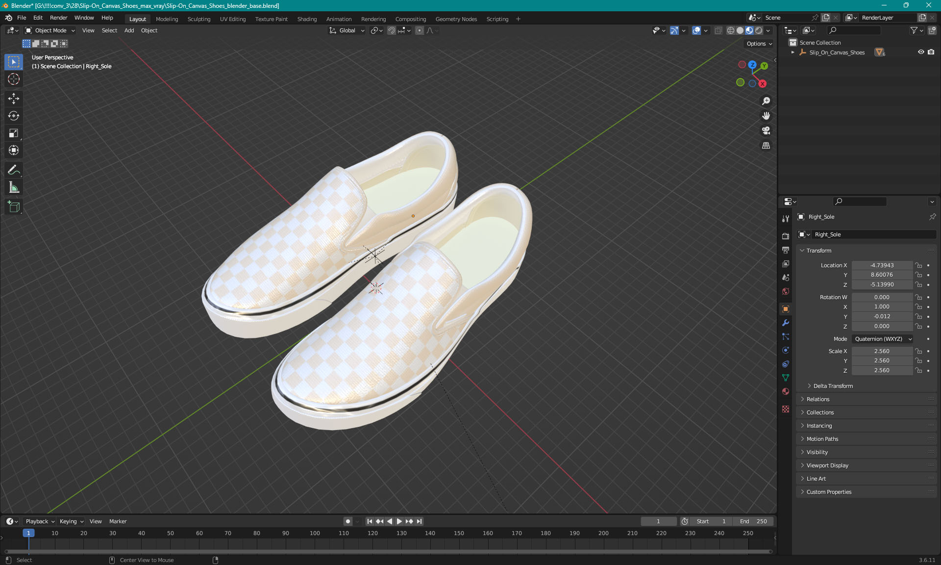 3D model Slip-On Canvas Shoes