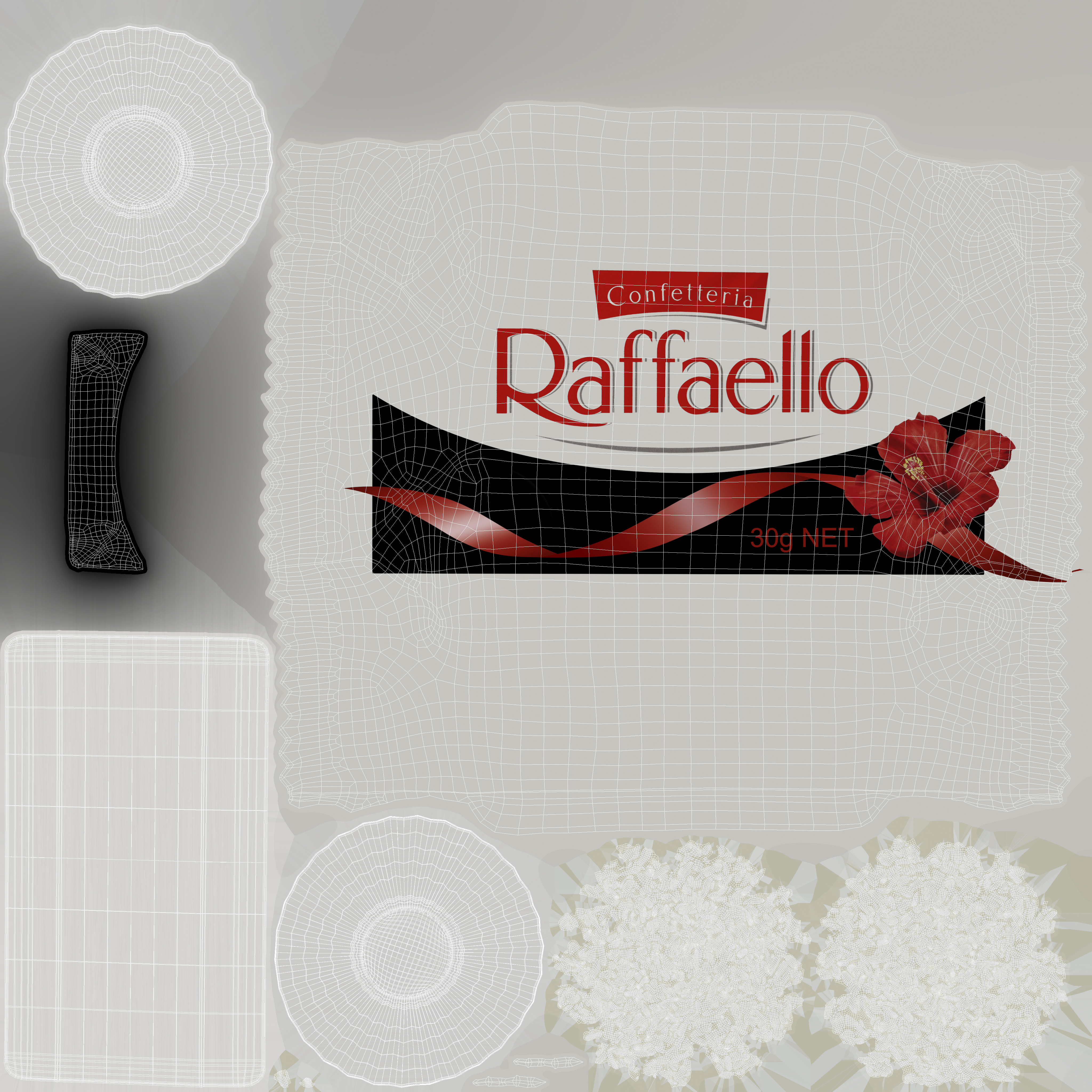 3D Ferrero Raffaello Candy Package 3PCs